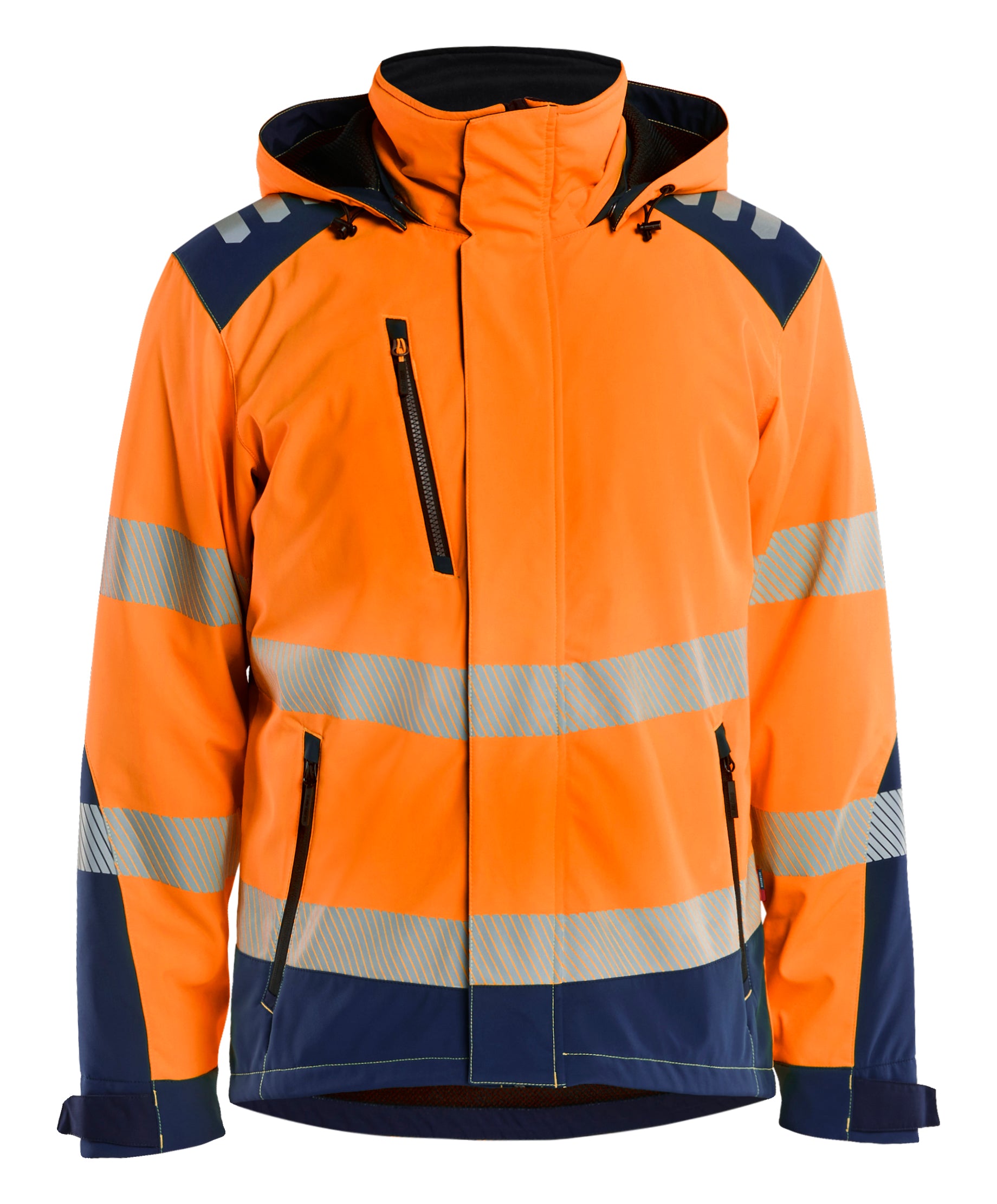 Blåkläder 4400 High Vis Letforet Vinter Softshelljakke detalje med firmalogo