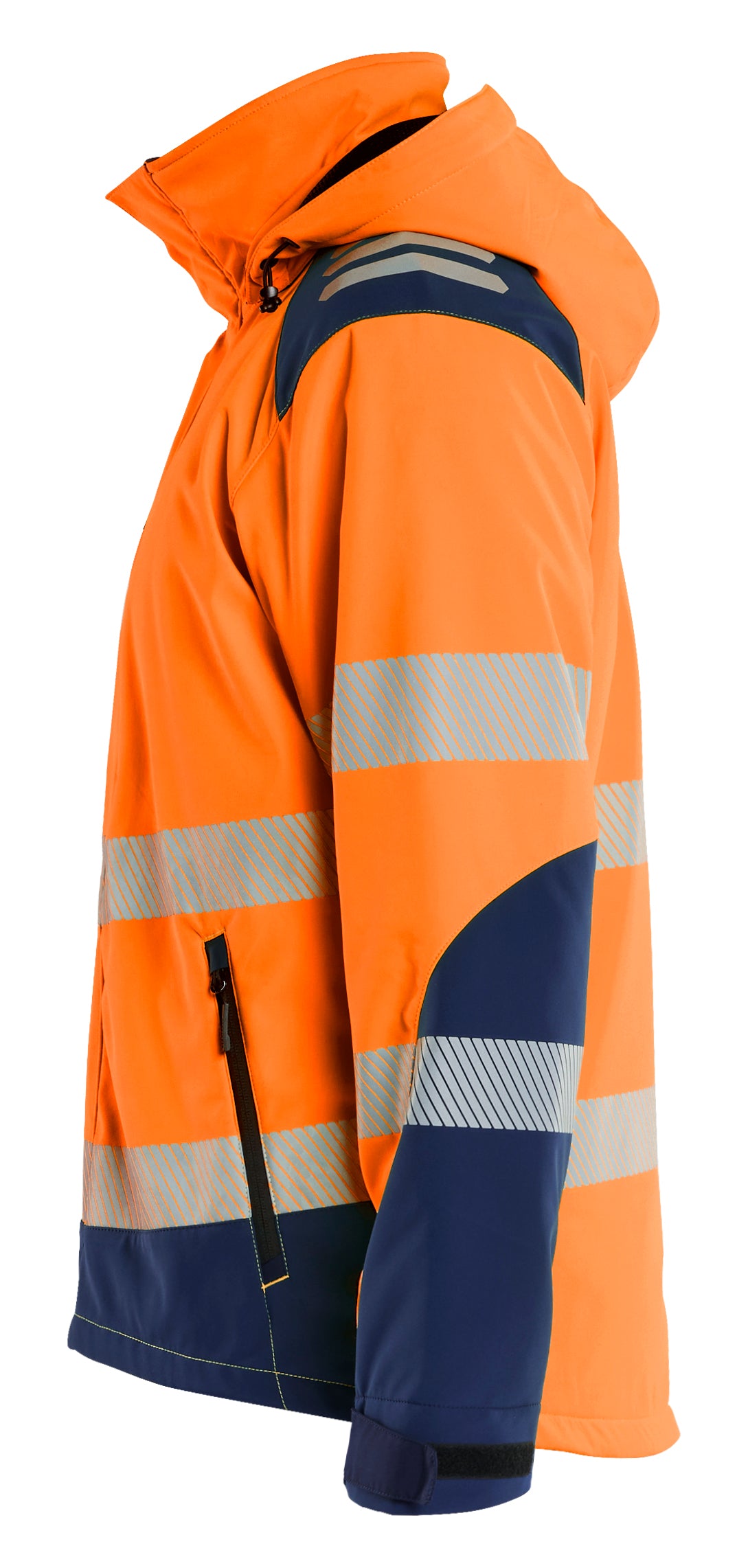 Blåkläder 4400 High Vis Letforet Vinter Softshelljakke nærbillede med tryk