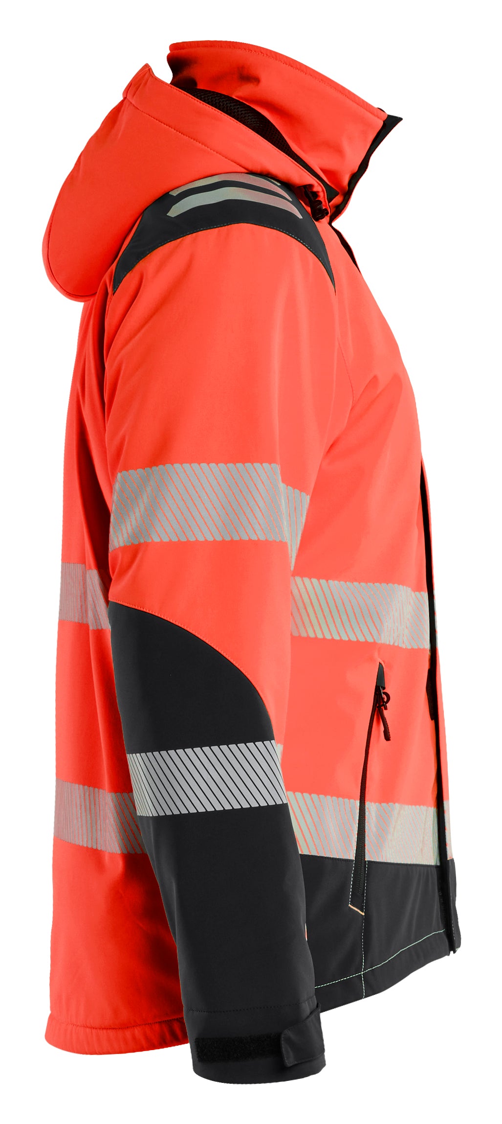 Blåkläder 4400 High Vis Letforet Vinter Softshelljakke nærbillede til broderi