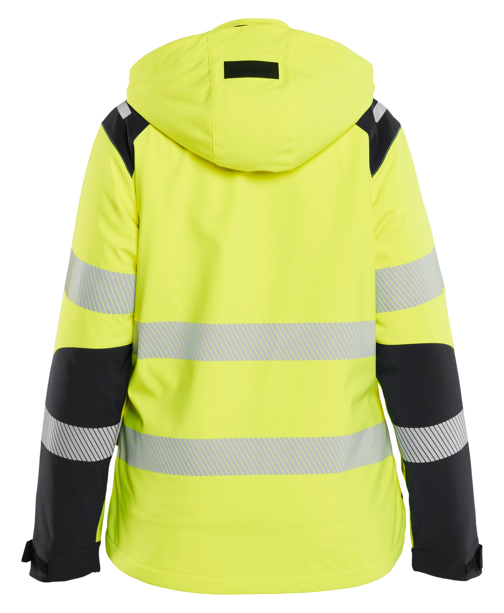 Blåkläder 4401 Dame High Vis Letforet Vinter Softshelljakke nærbillede med logo
