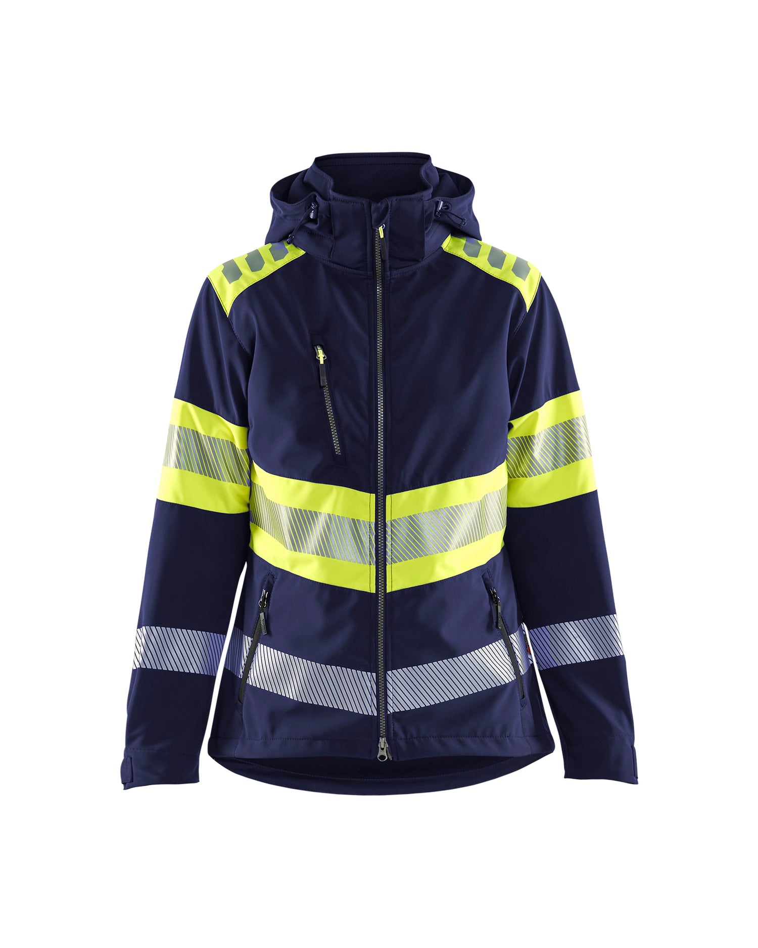 Blåkläder 4404 Dame High Vis Softshell Jakke, Marineblå/High Vis Gul