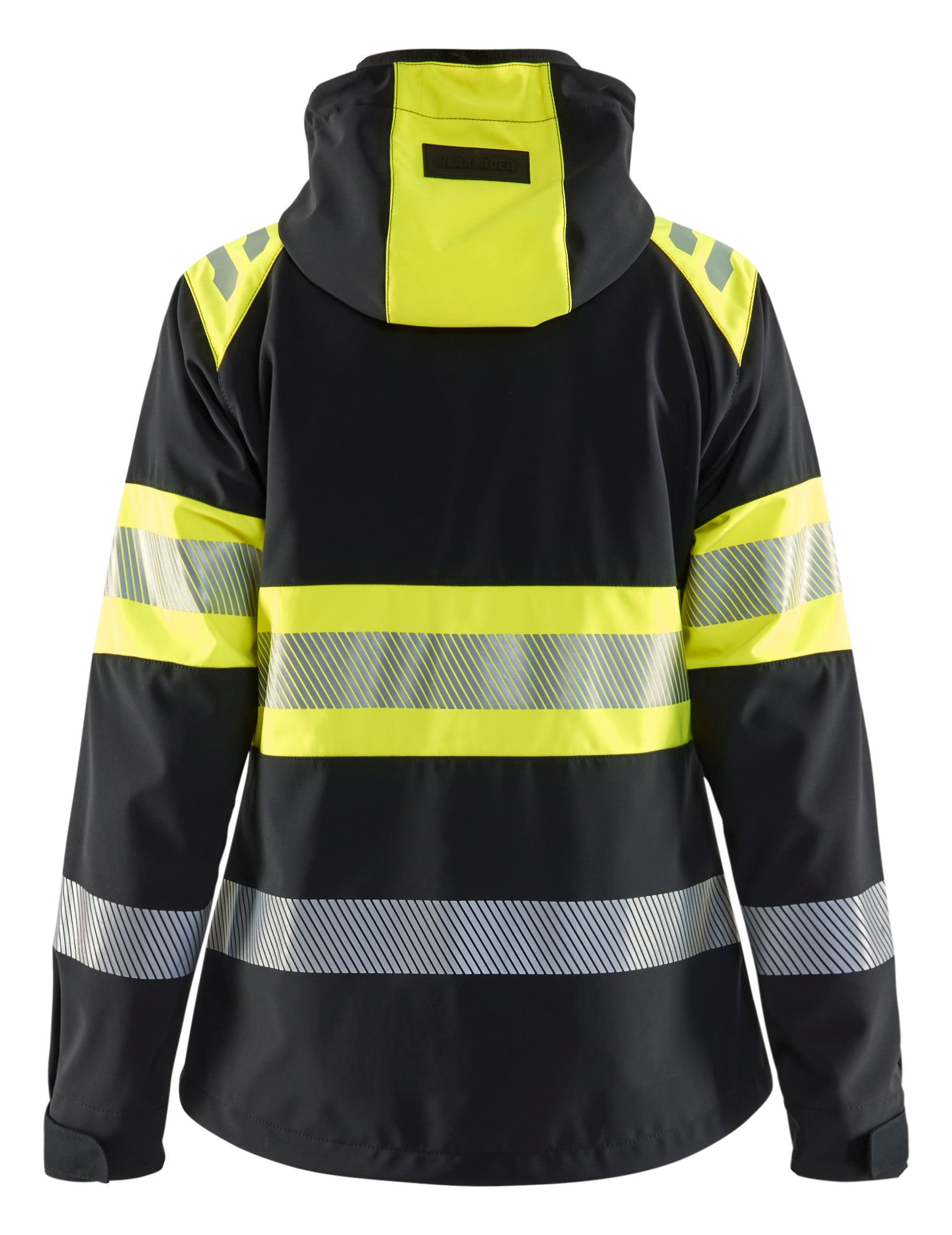 Blåkläder 4404 Dame High Vis Softshell Jakke nærbillede med logo