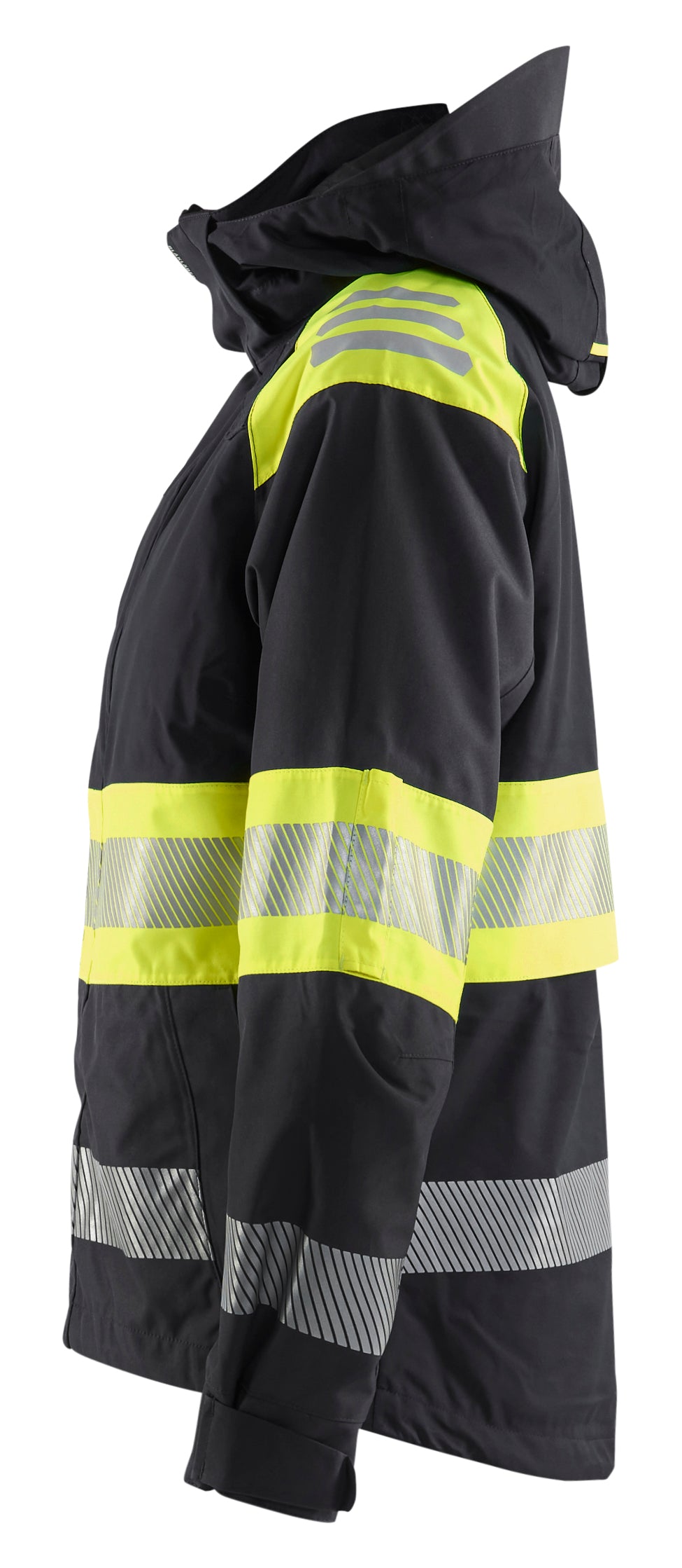 Blåkläder 4430 Dame High Vis Skaljakke nærbillede med tryk