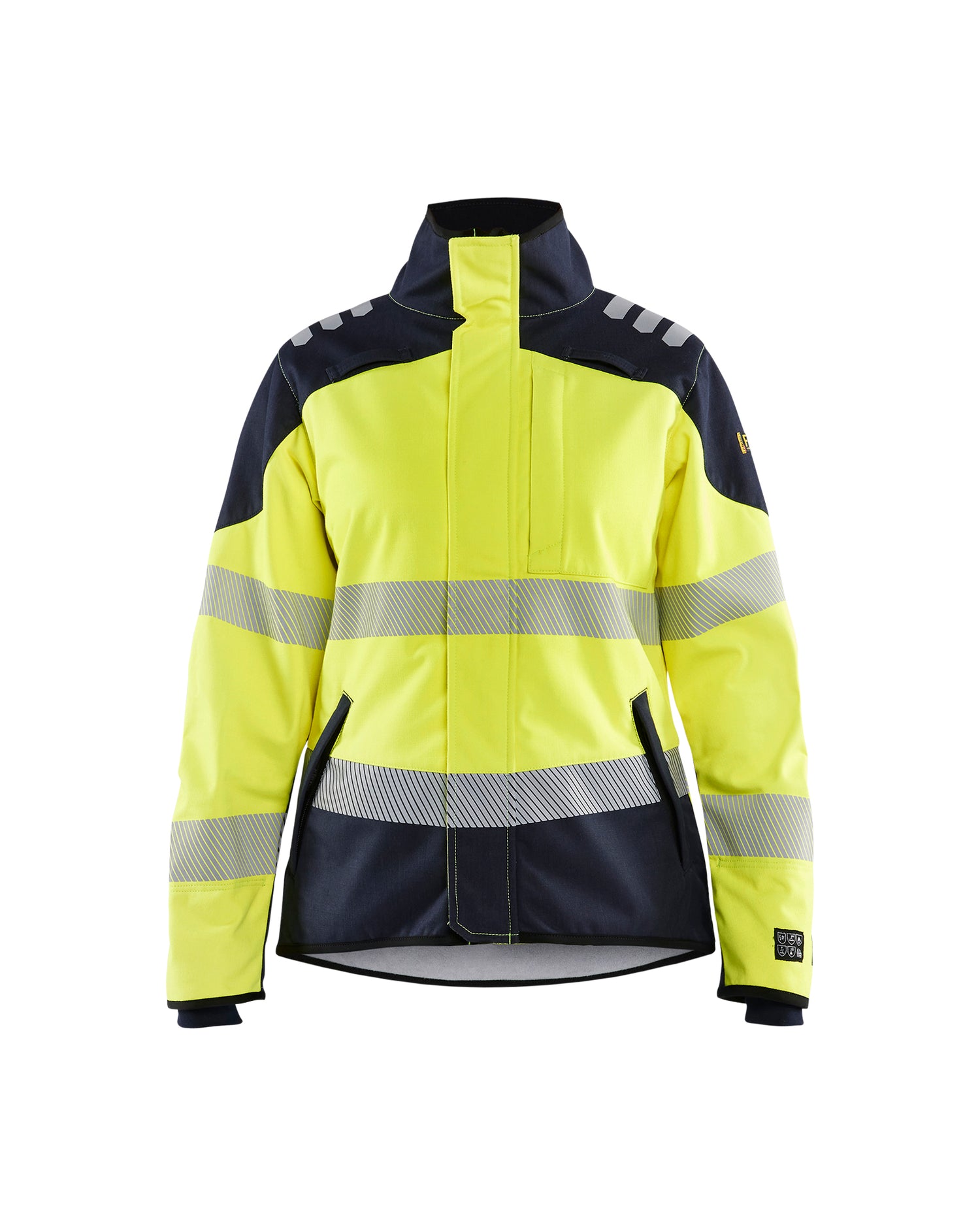 Blåkläder 4448 Dame Multinorm Softshell Jakke Inherent, High Vis Gul/Marineblå