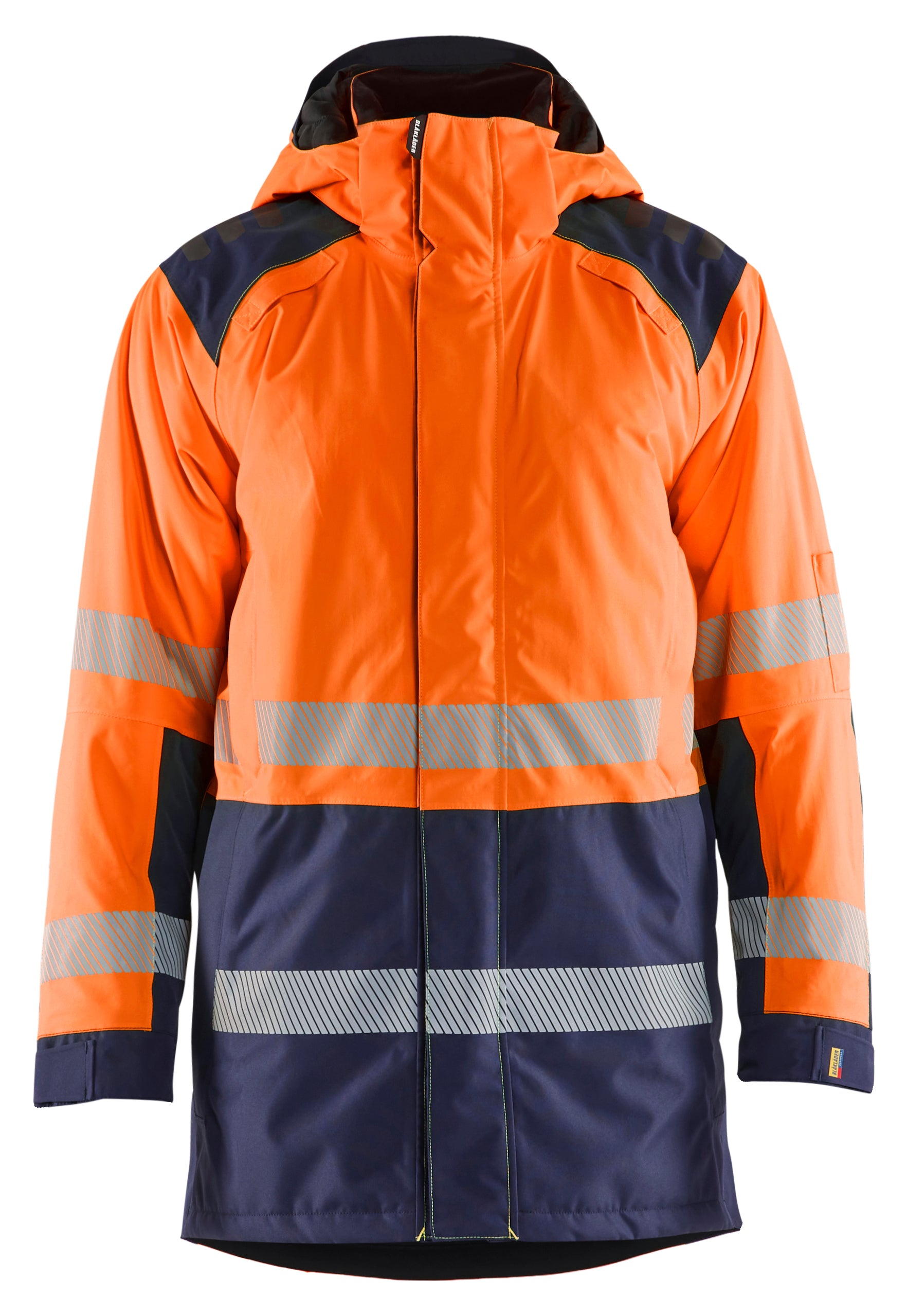 Blåkläder 4457 High Vis Vinterparkajakke detalje med firmalogo