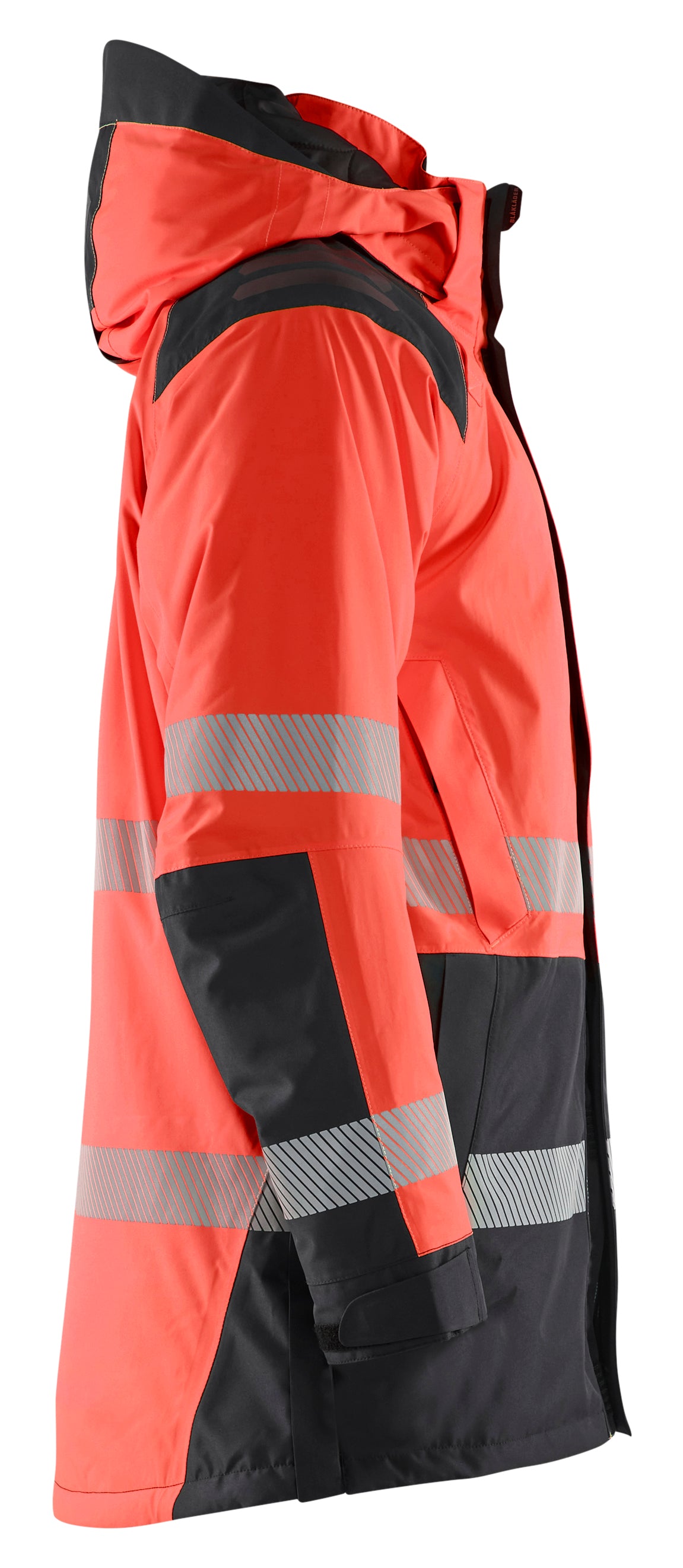 Blåkläder 4457 High Vis Vinterparkajakke nærbillede til broderi