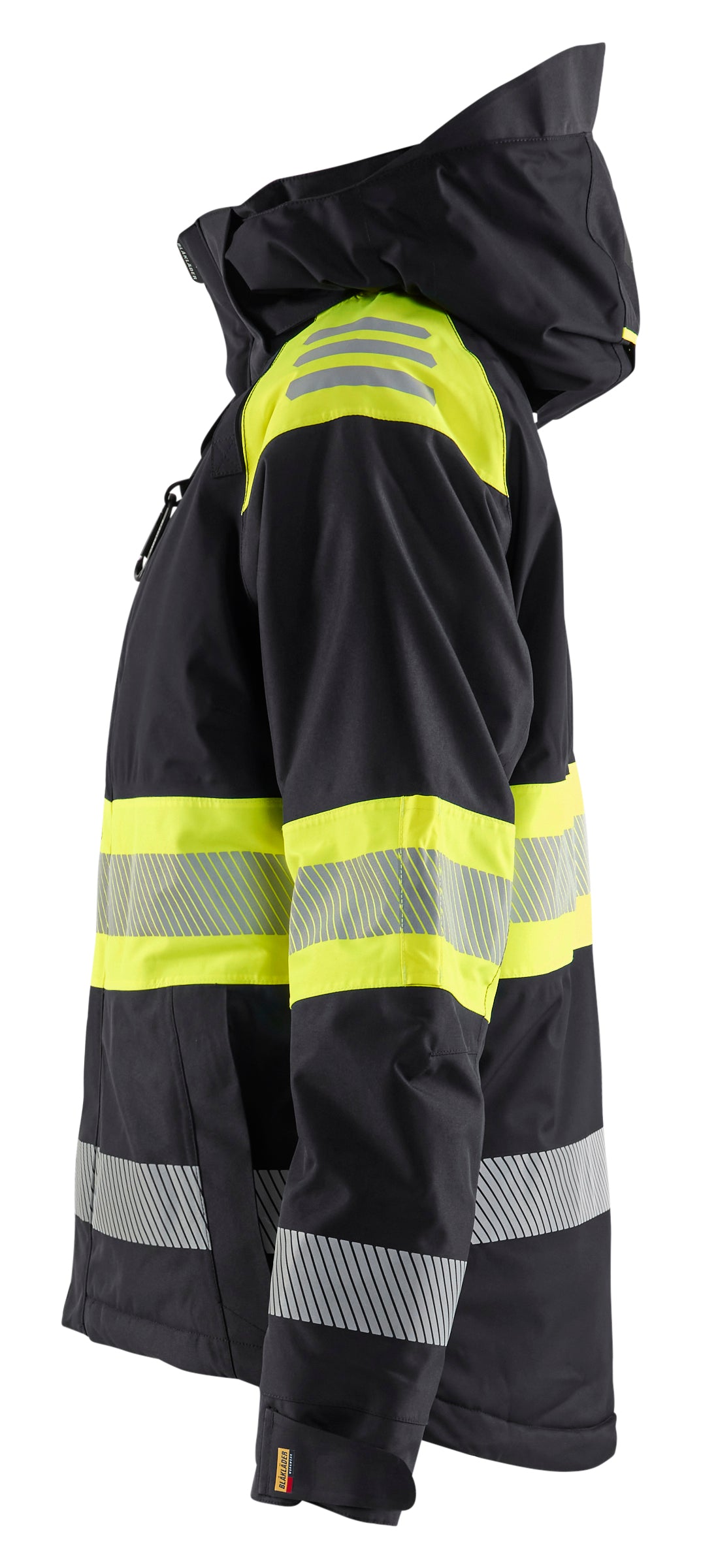 Blåkläder 4470 Dame High Vis Vinterjakke nærbillede med tryk