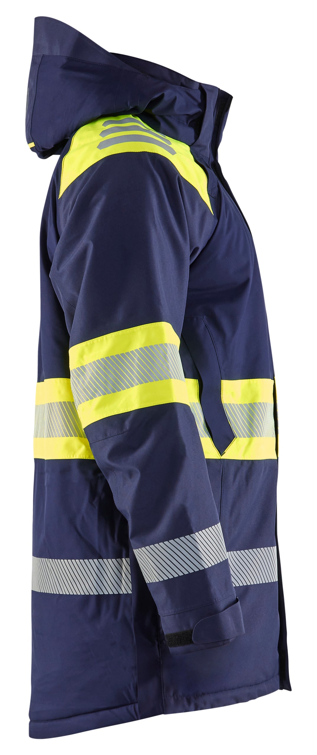 Blåkläder 4485 High Vis Vinterparkajakke detalje til broderi