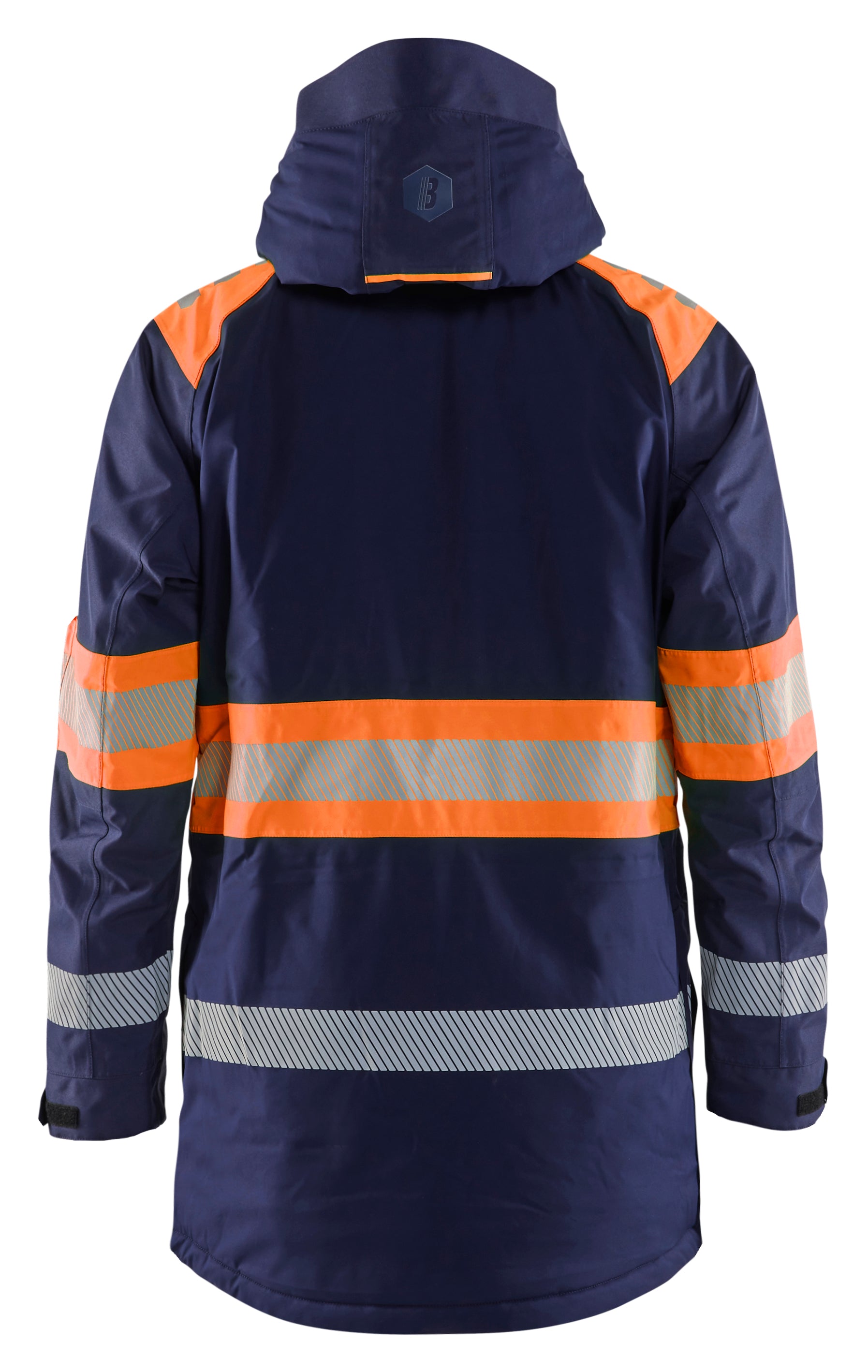 Blåkläder 4485 High Vis Vinterparkajakke nærbillede med logo