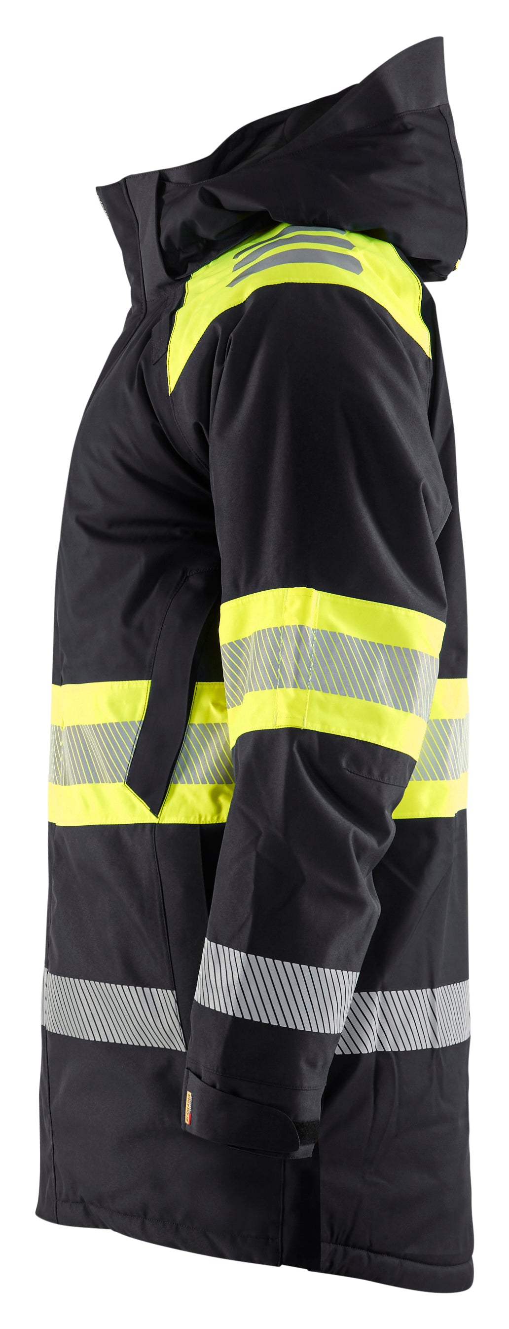 Blåkläder 4485 High Vis Vinterparkajakke nærbillede med tryk