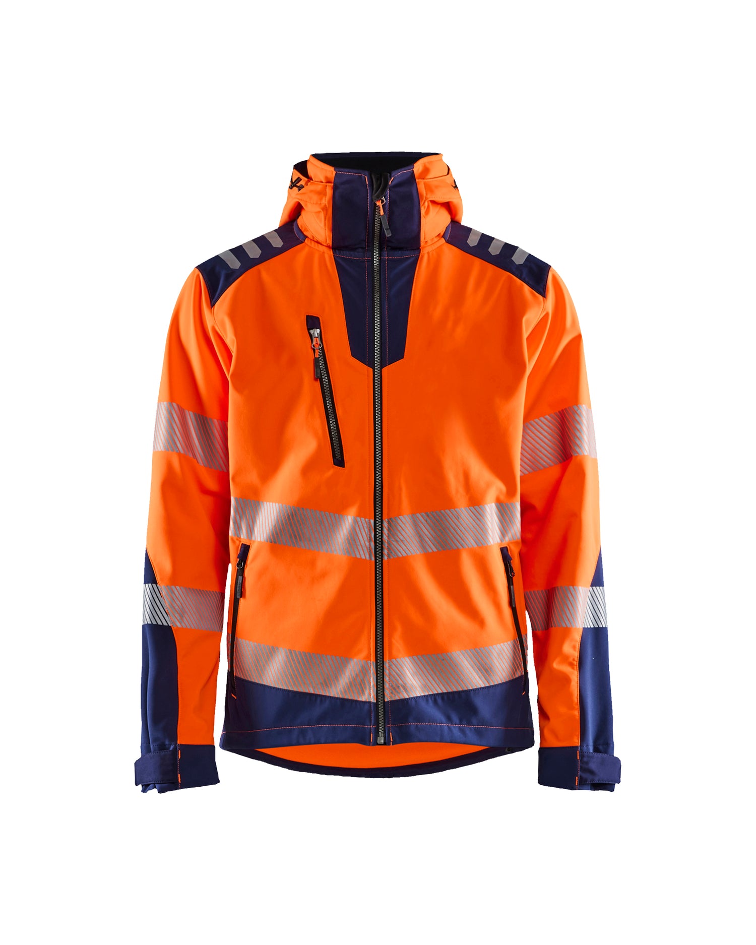 Blåkläder 4491 High Vis Softshelljakke, High Vis Orange/Marineblå