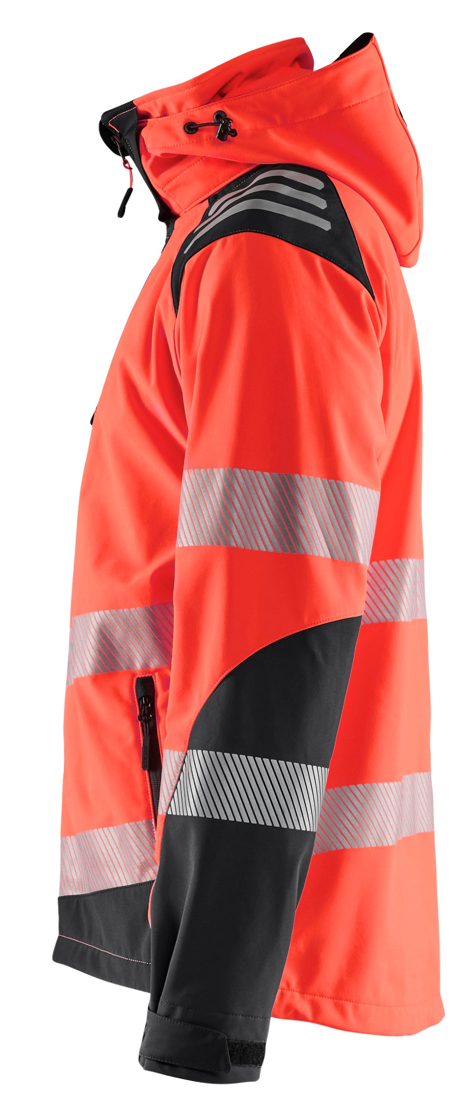Blåkläder 4491 High Vis Softshelljakke detalje med tryk