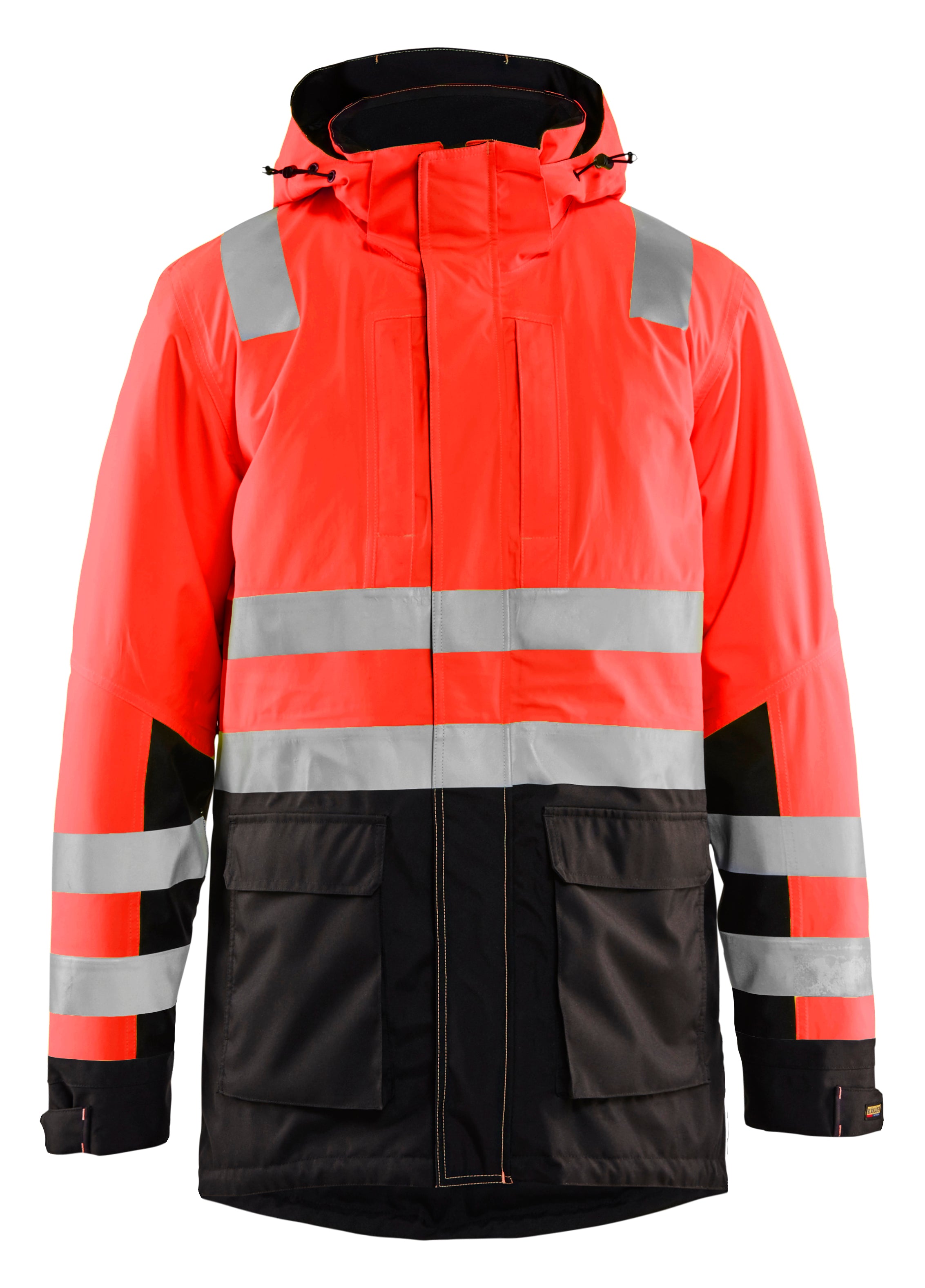 Blåkläder 4495 High Vis Vinterparkajakke detalje med logo