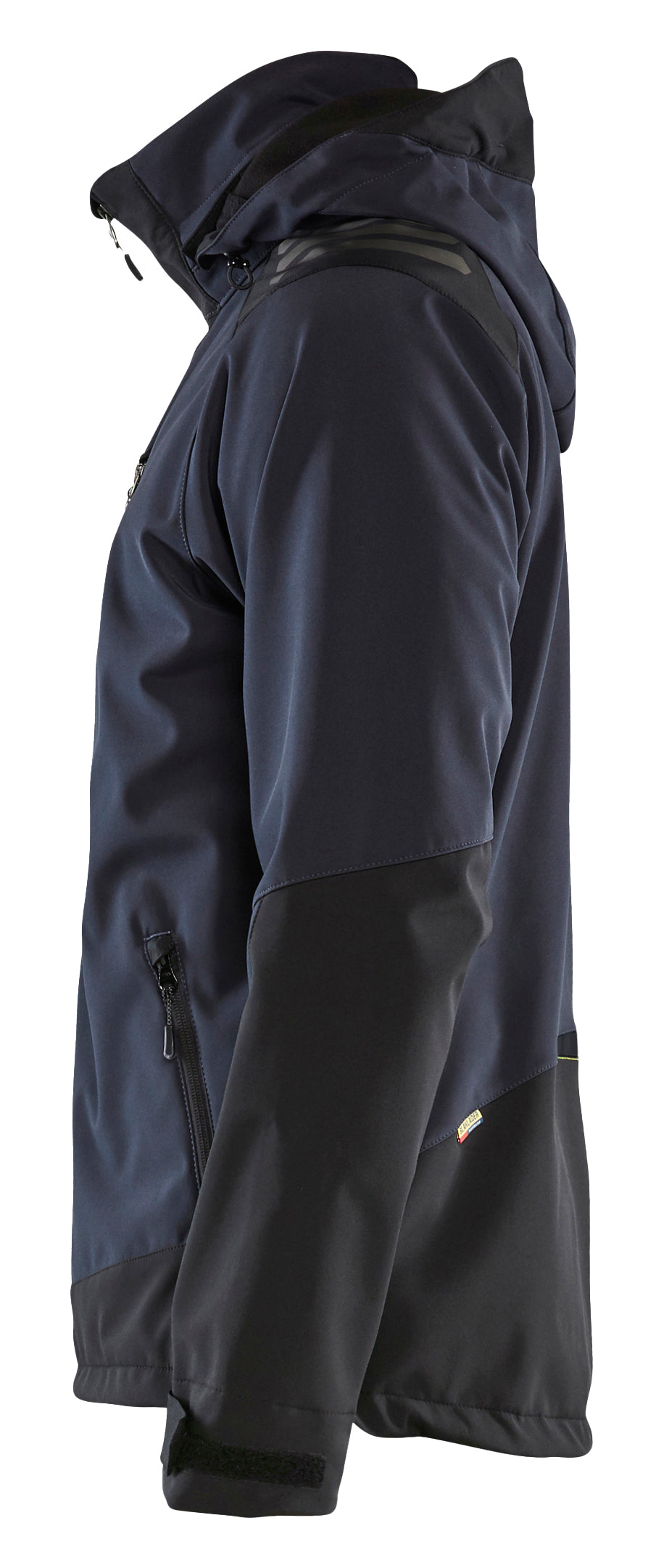 Blåkläder 4749 Softshell Jakke nærbillede med tryk