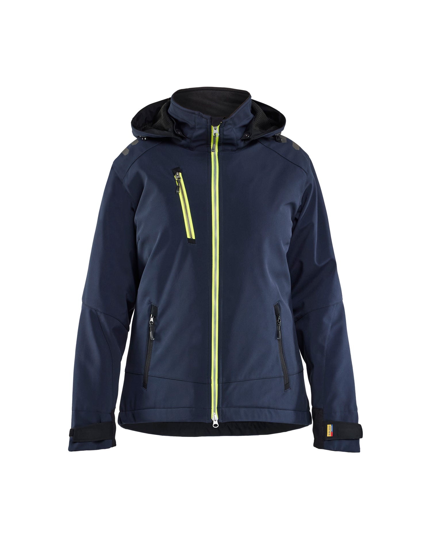 Blåkläder 4751 Dame Letforet Vinter Softshelljakke, Mørk Marineblå/High Vis Gul