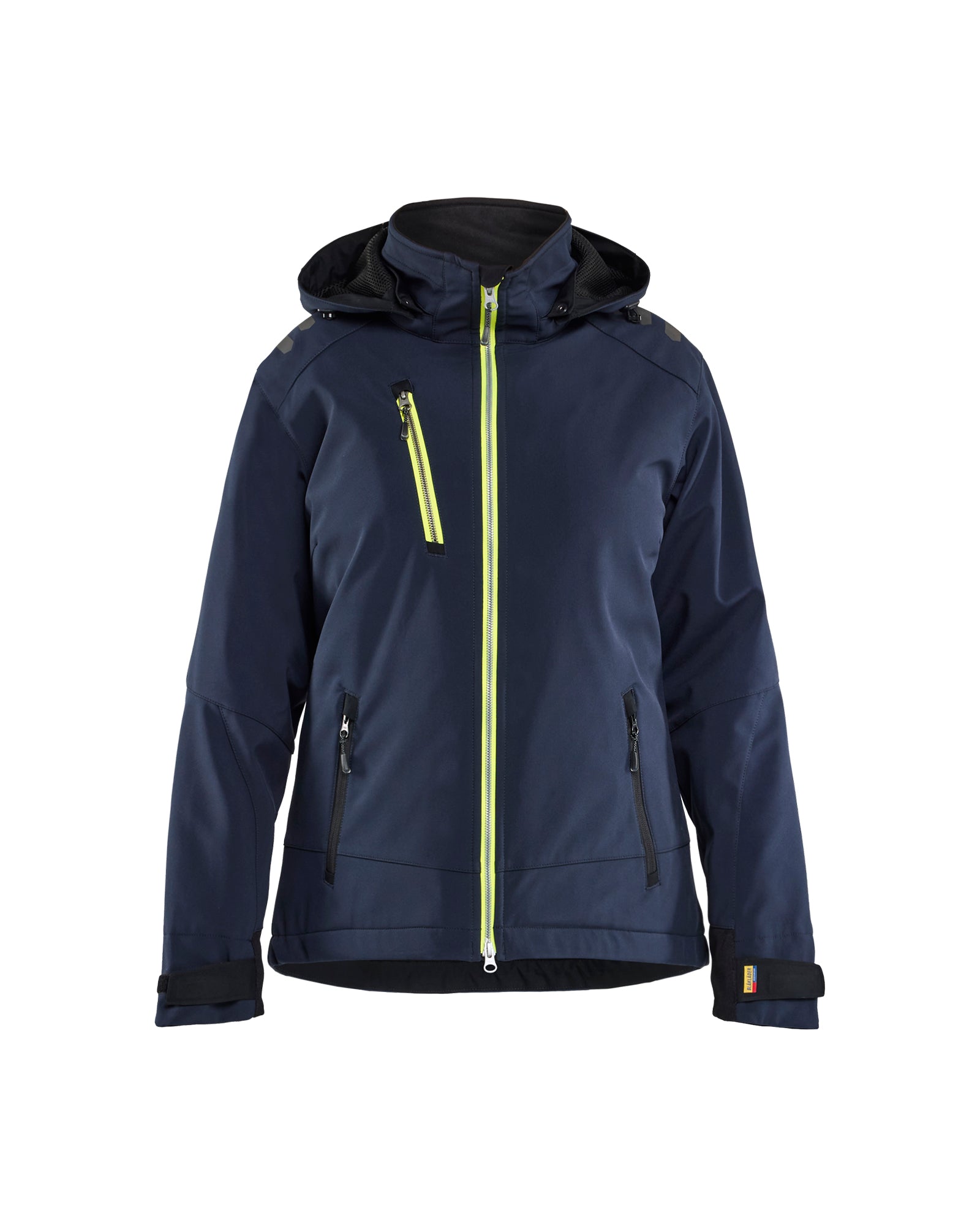 Blåkläder 4751 Dame Letforet Vinter Softshelljakke, Mørk Marineblå/High Vis Gul