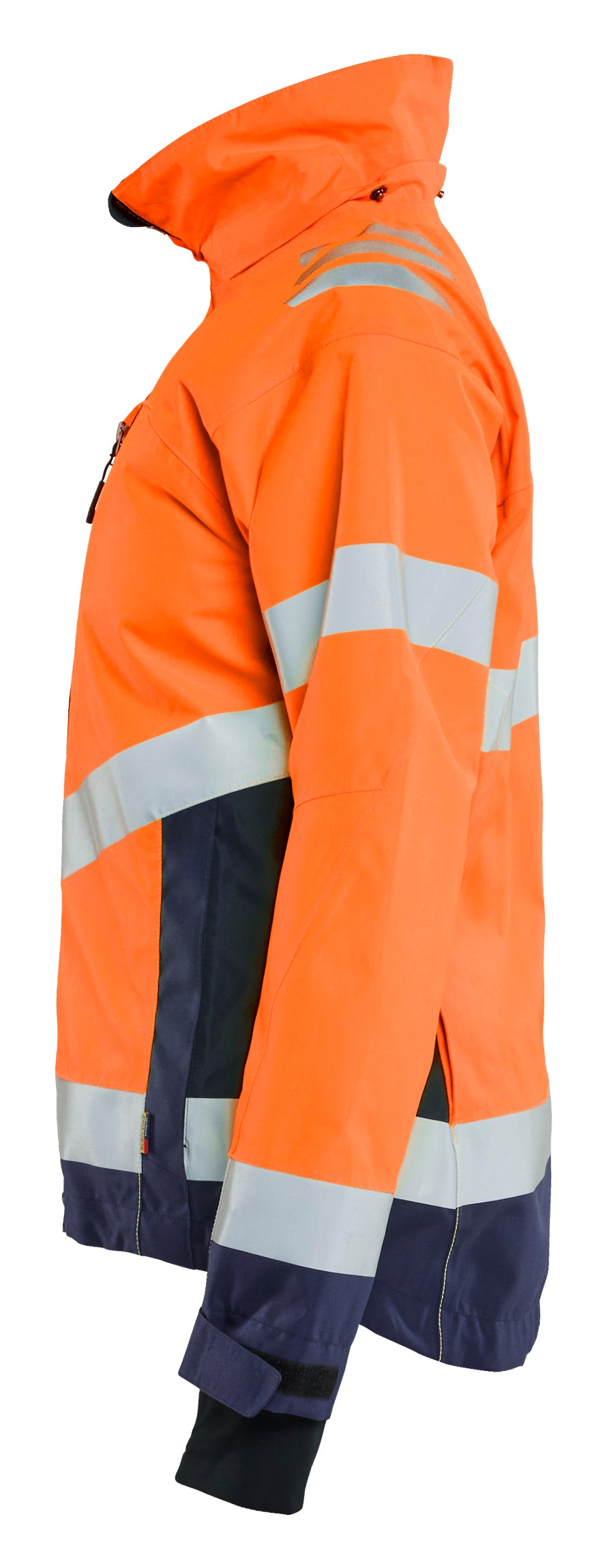 Blåkläder 4761 Dame High Vis Skaljakke nærbillede med tryk