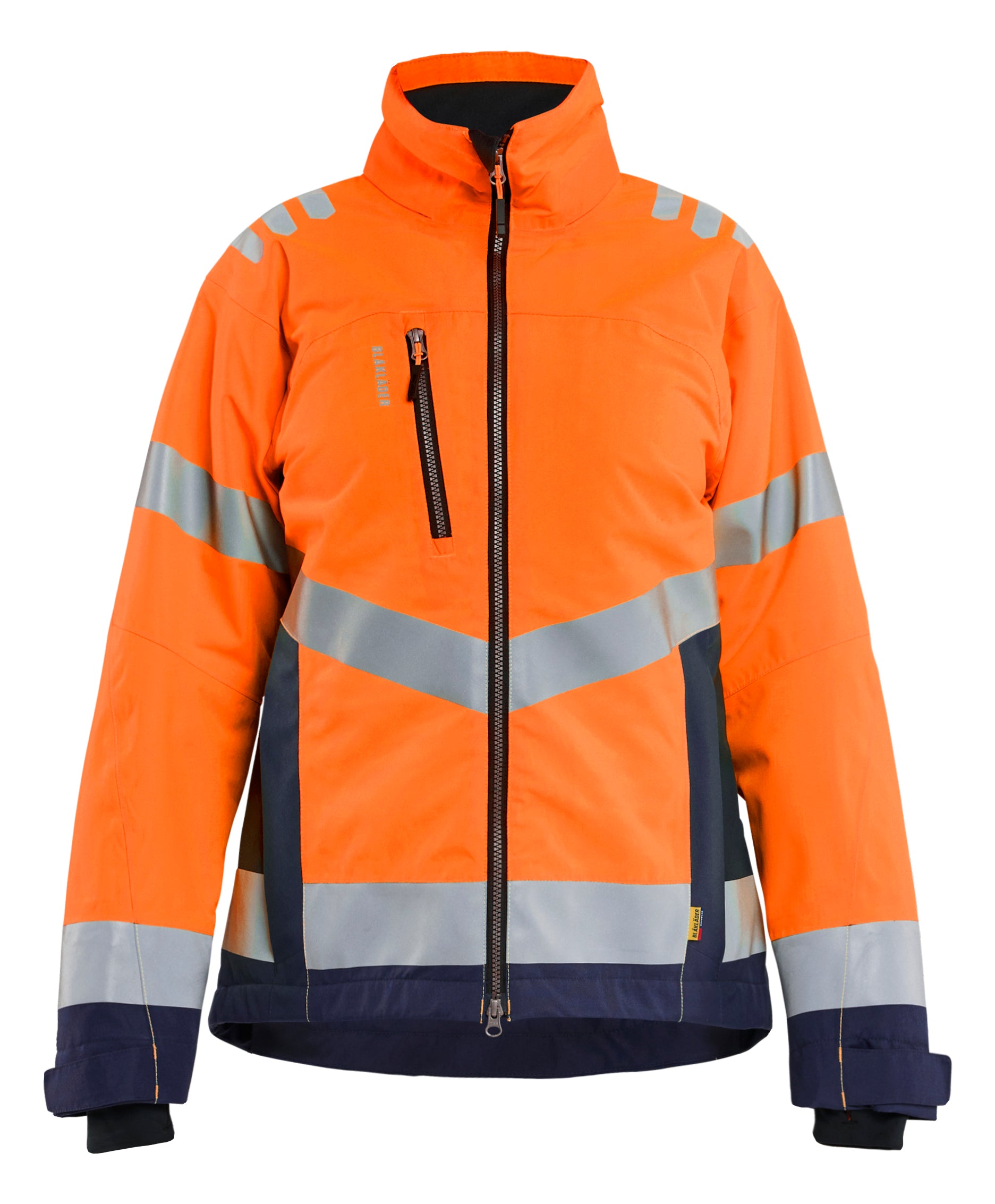 Blåkläder 4762 Dame High Vis Letforet Vinterjakke detalje med firmalogo