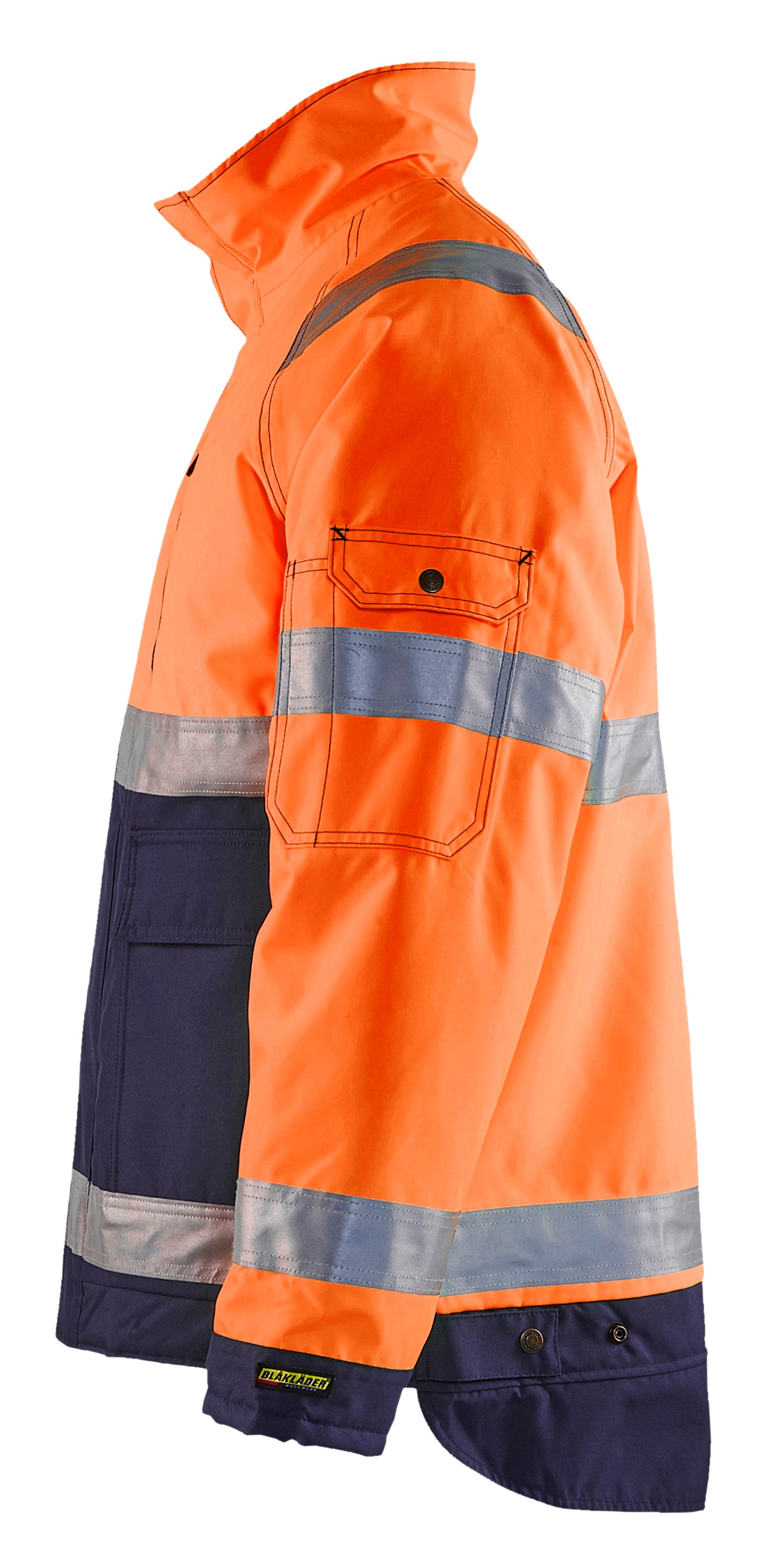 Blåkläder 4827 High Vis Vinterjakke nærbillede med tryk