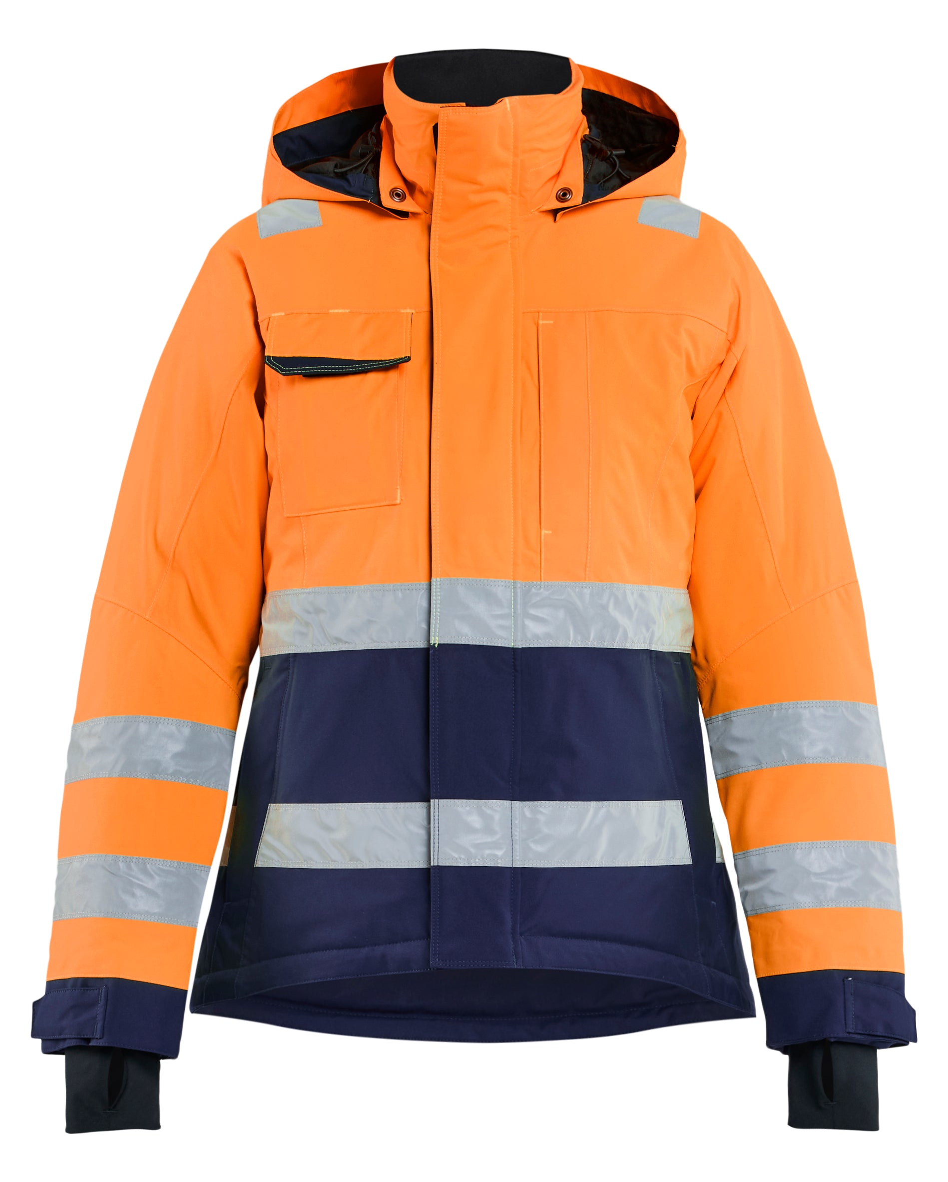 Blåkläder 4872 Dame High Vis Vinterjakke detalje med firmalogo