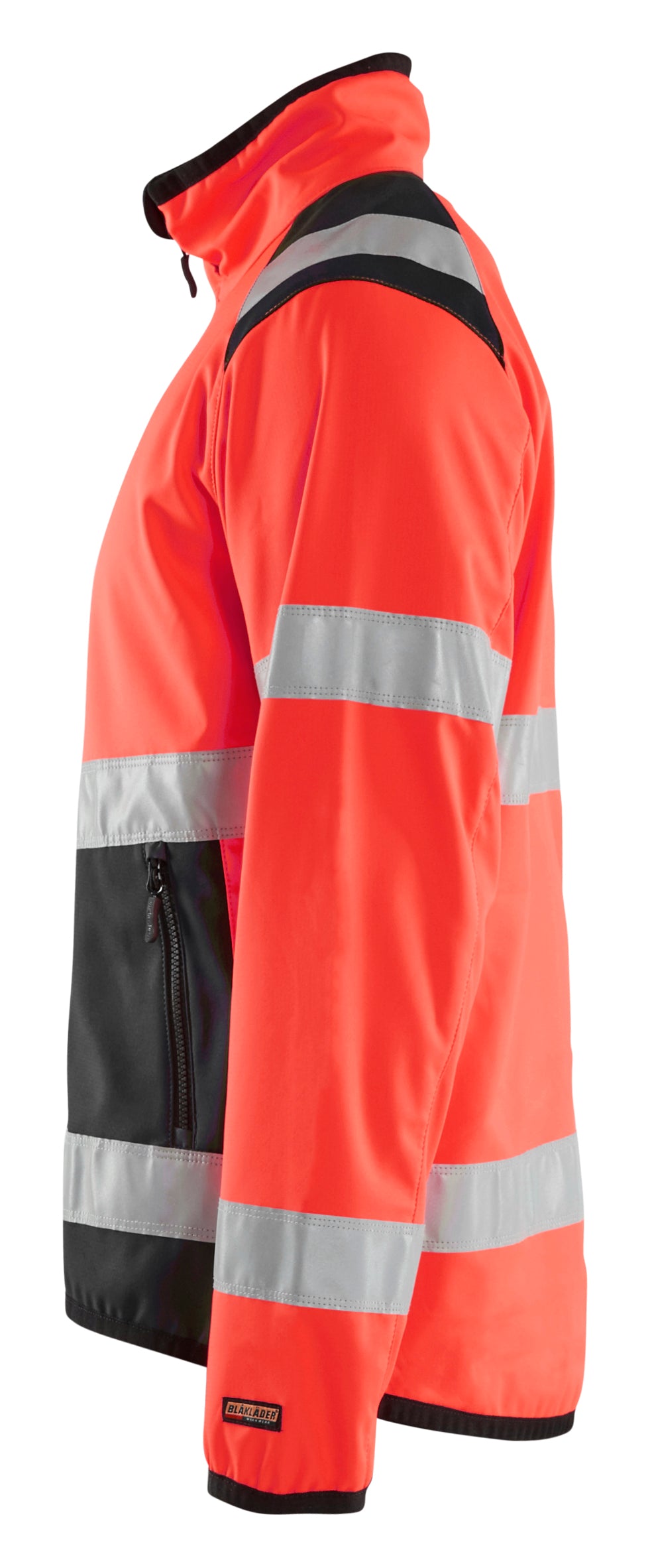 Blåkläder 4877 High Vis Light Softshell Jakke detalje med tryk