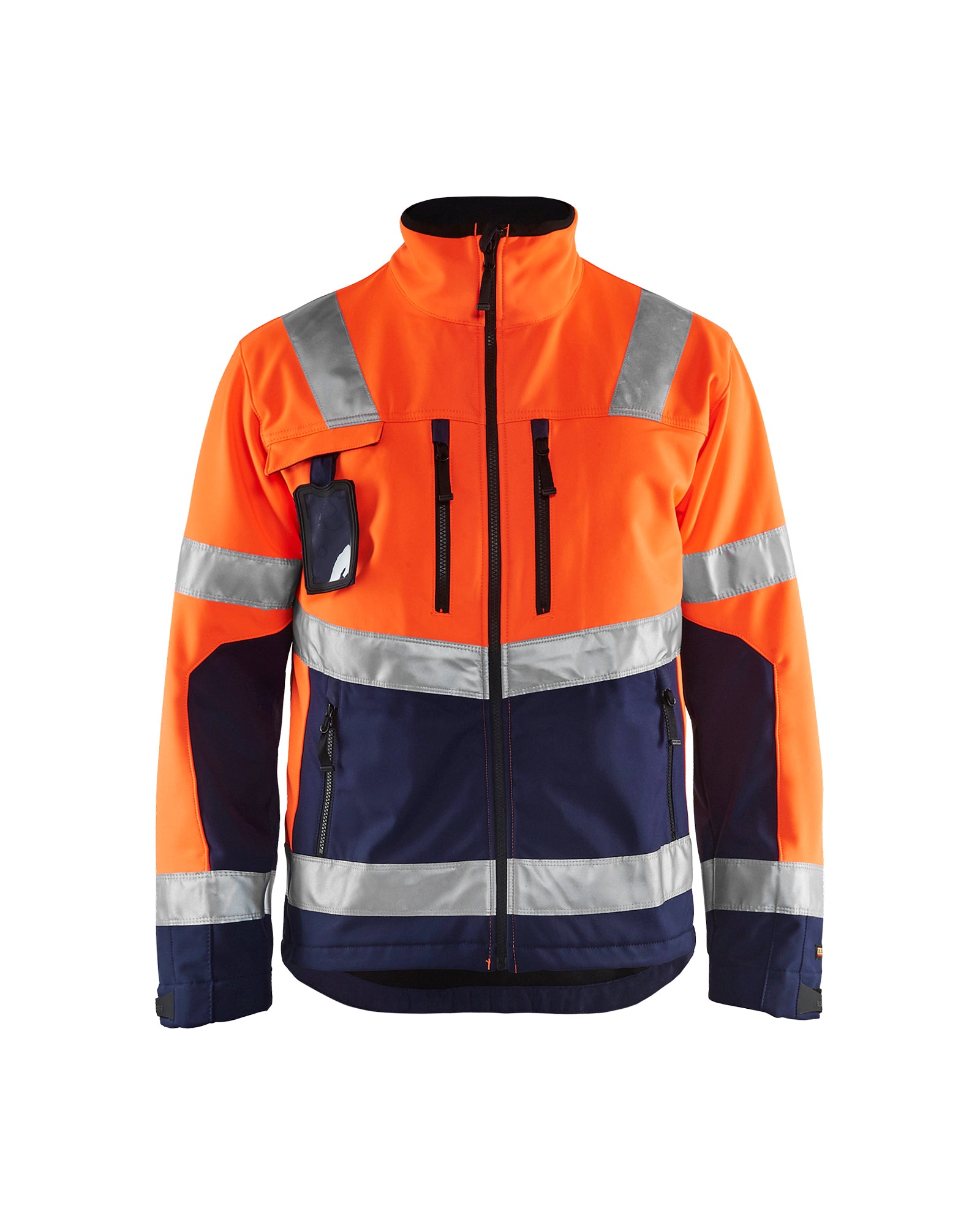 Blåkläder 4900 High Vis Softshell Jakke, High Vis Orange/Marineblå
