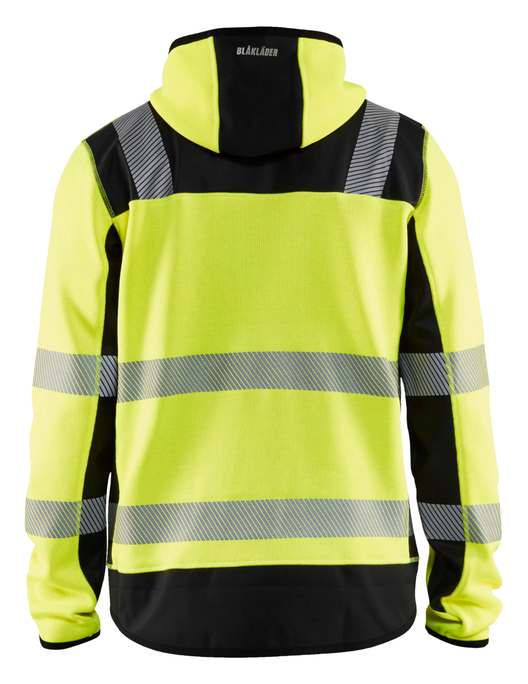 Blåkläder 4923 High Vis Strikket Softshell Jakke nærbillede med logo