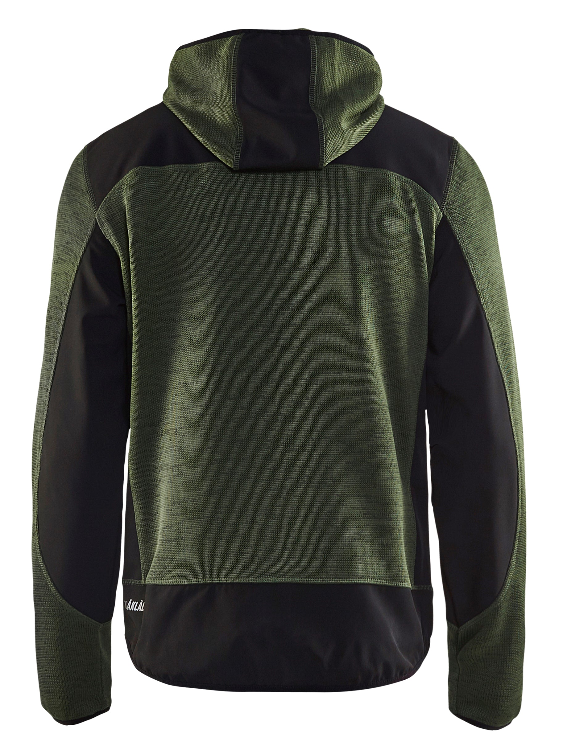 Blåkläder 4930 Strikket jakke med softshell nærbillede med logo