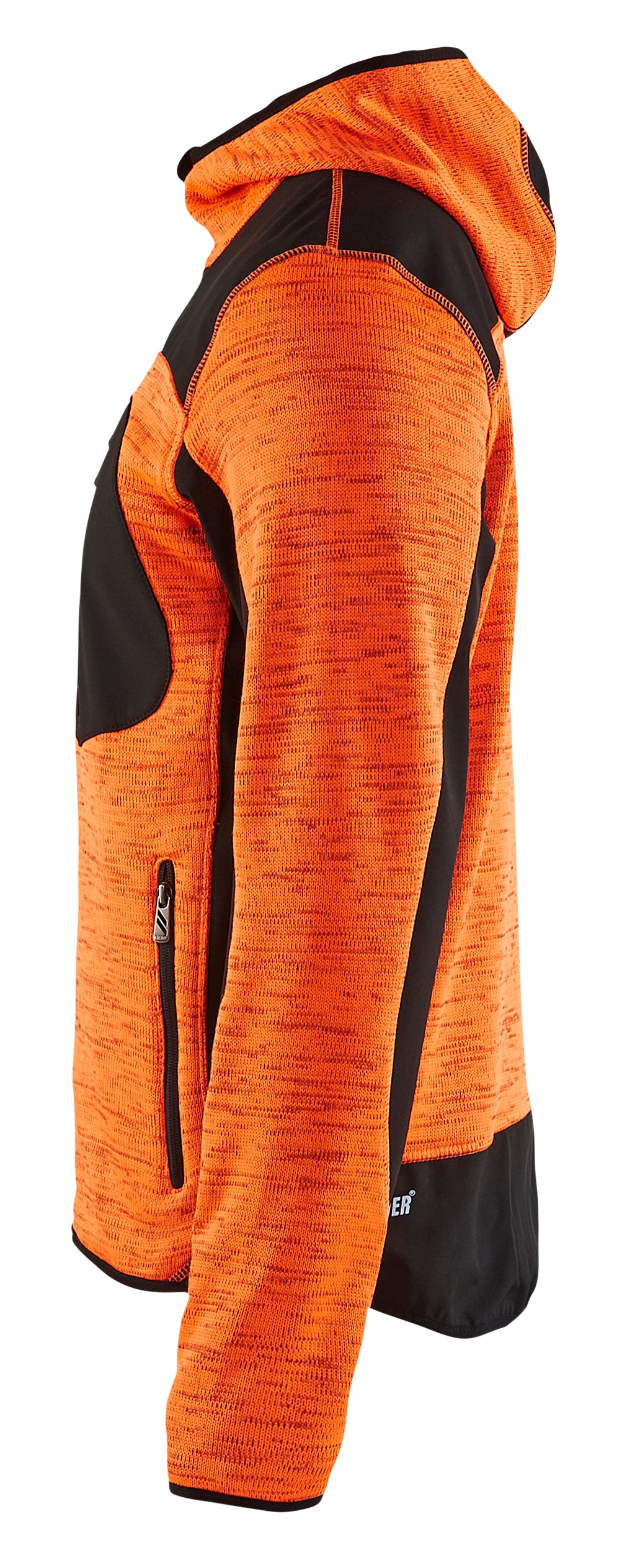 Blåkläder 4930 Strikket jakke med softshell nærbillede med tryk