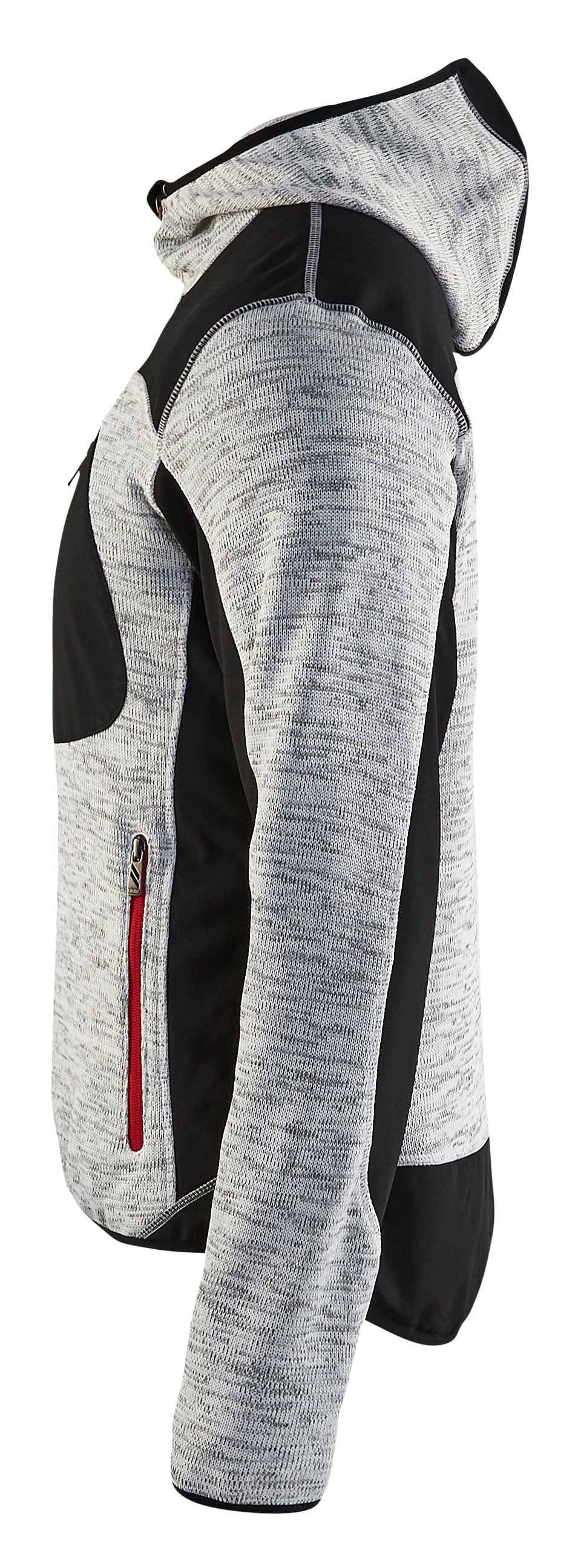 Blåkläder 4930 Strikket jakke med softshell nærbillede med tryk