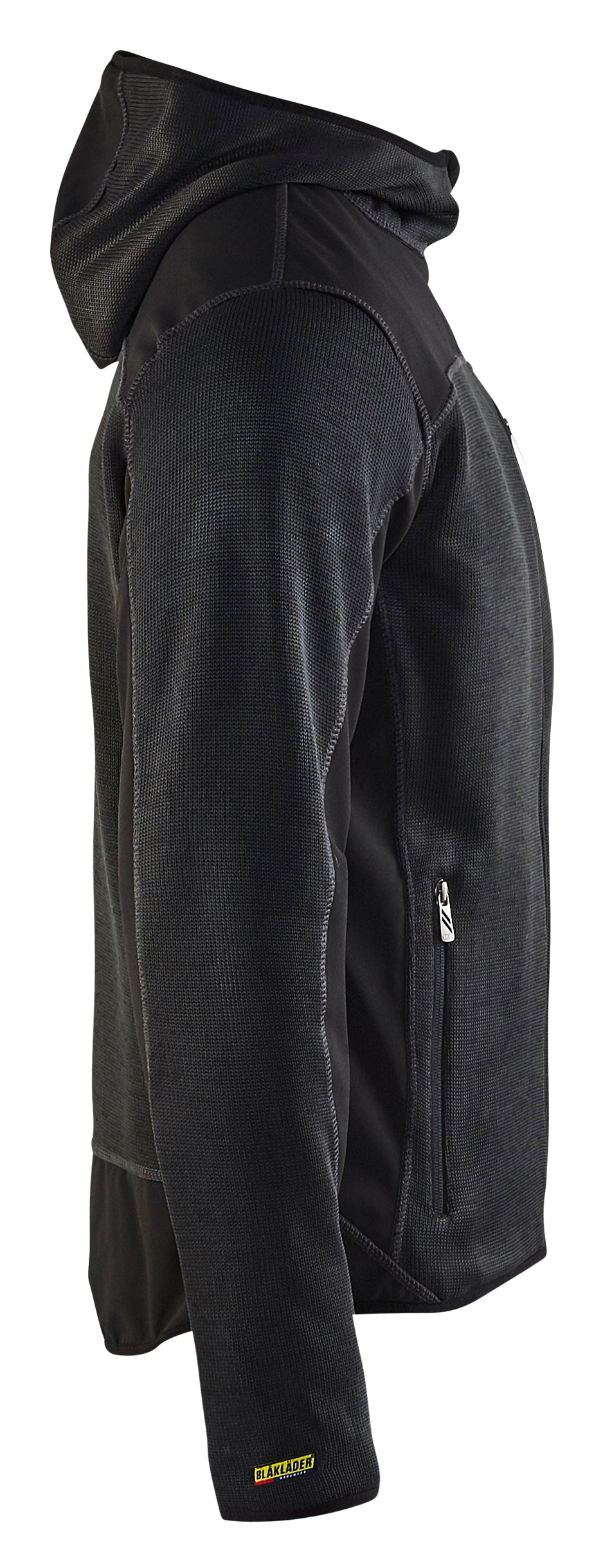Blåkläder 4930 Strikket jakke med softshell nærbillede til broderi
