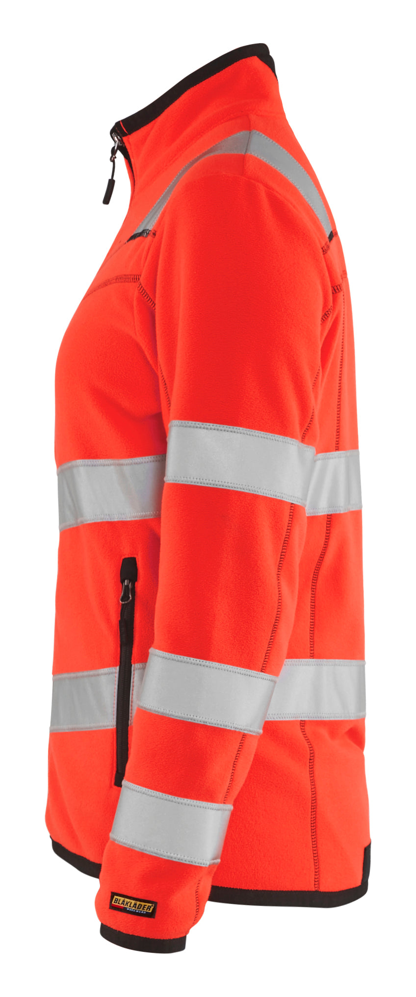 Blåkläder 4966 Dame High Vis Microfleece Jakke nærbillede med tryk