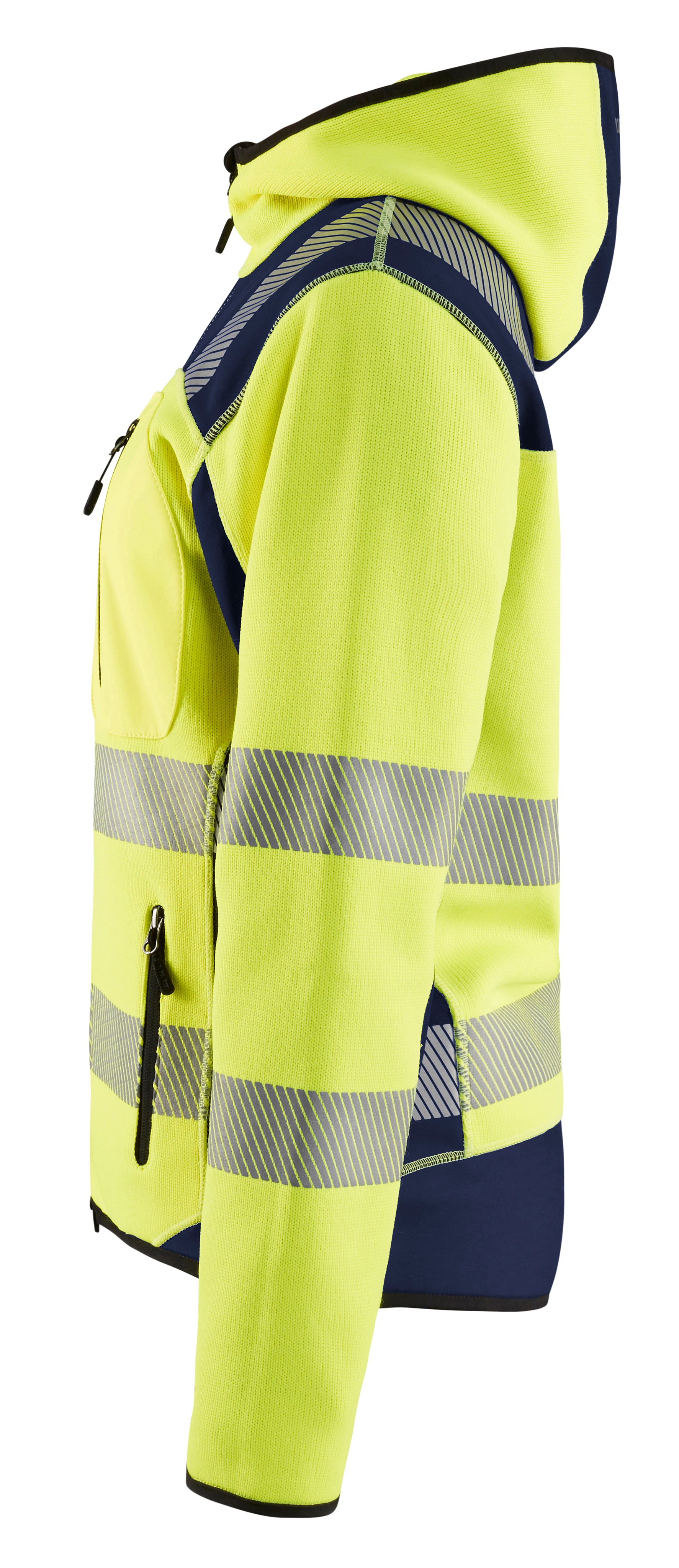 Blåkläder 4967 Dame High Vis Strikket Softshell Jakke produktfoto med tryk