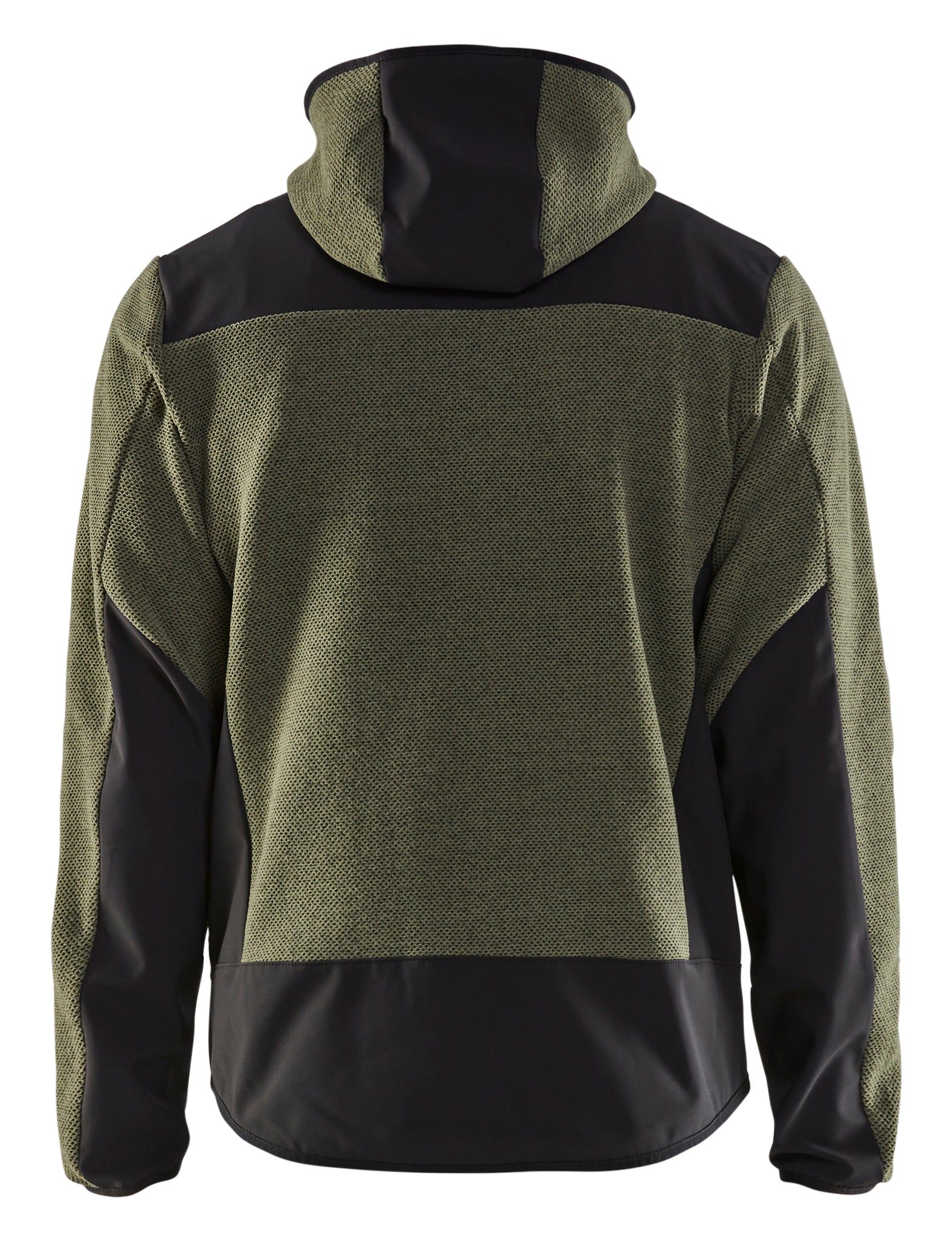 Blåkläder 5940 Strikket Jakke med Softshell nærbillede med logo