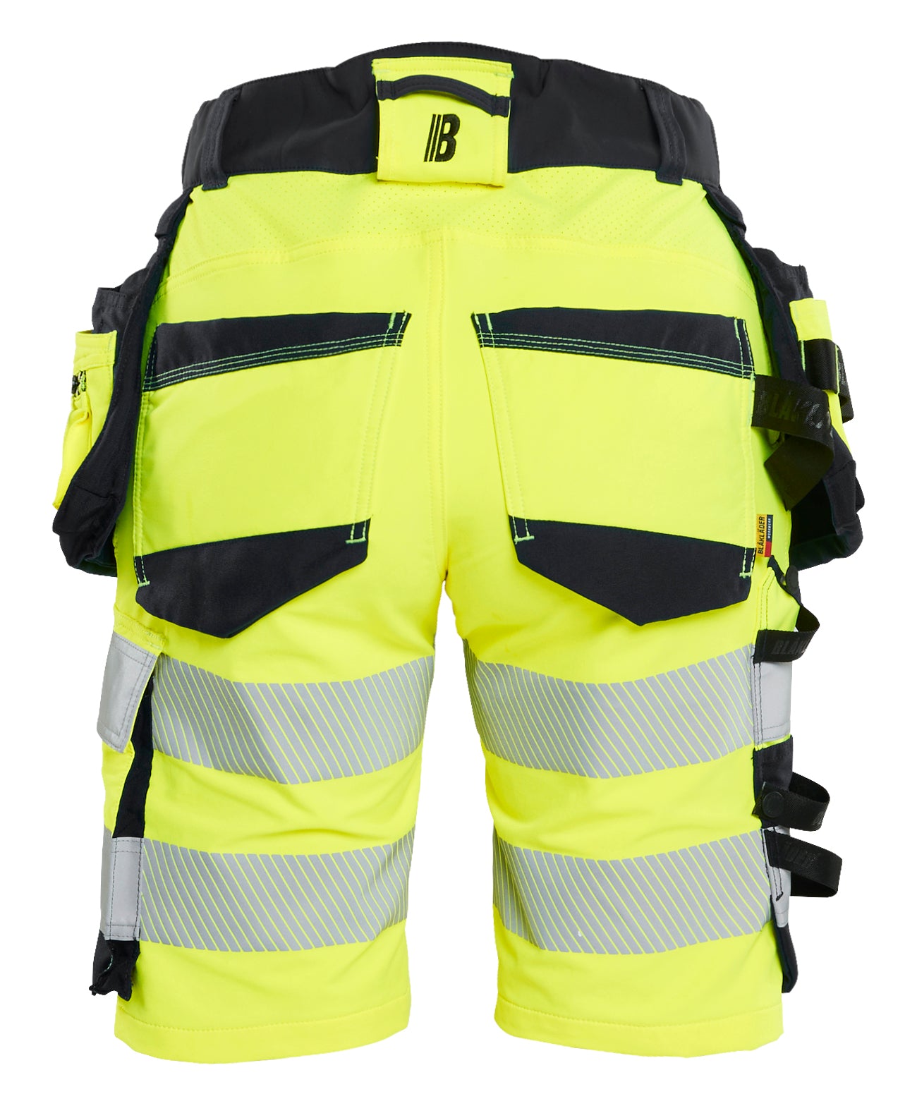 Blåkläder 7020 Dame High Vis Shorts 4-vejs Stretch nærbillede med logo