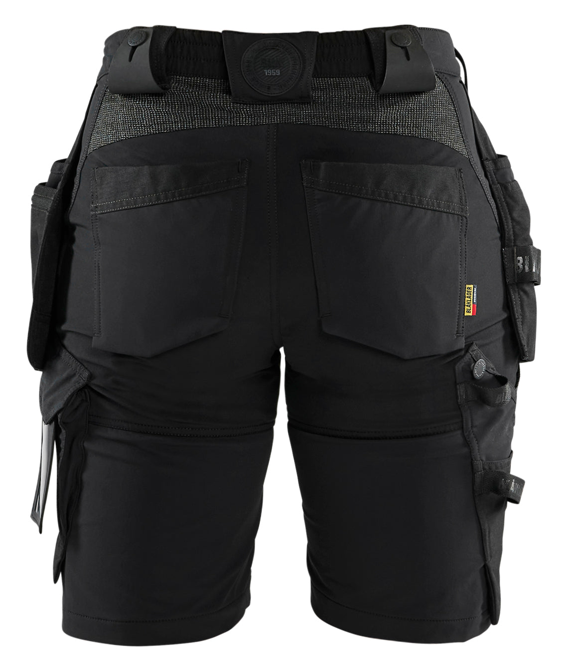 Blåkläder 7183 Dame Håndværker shorts 4-vejs stretch nærbillede med logo