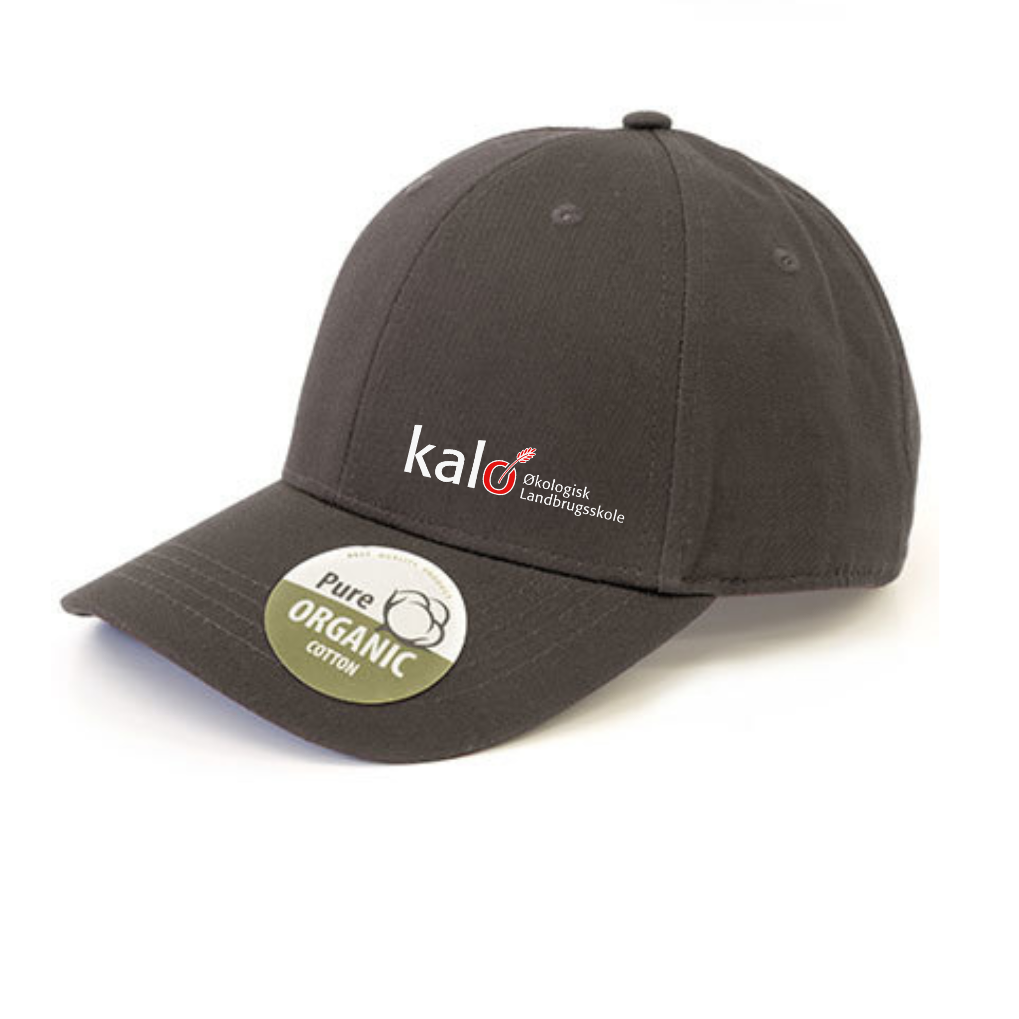 Kalø Landbrugsskoles Brain Waves BW7017 Organic Cotton Cap, Charcoal, m/front logo med tryk eller logo – arbejdstøj og firmat