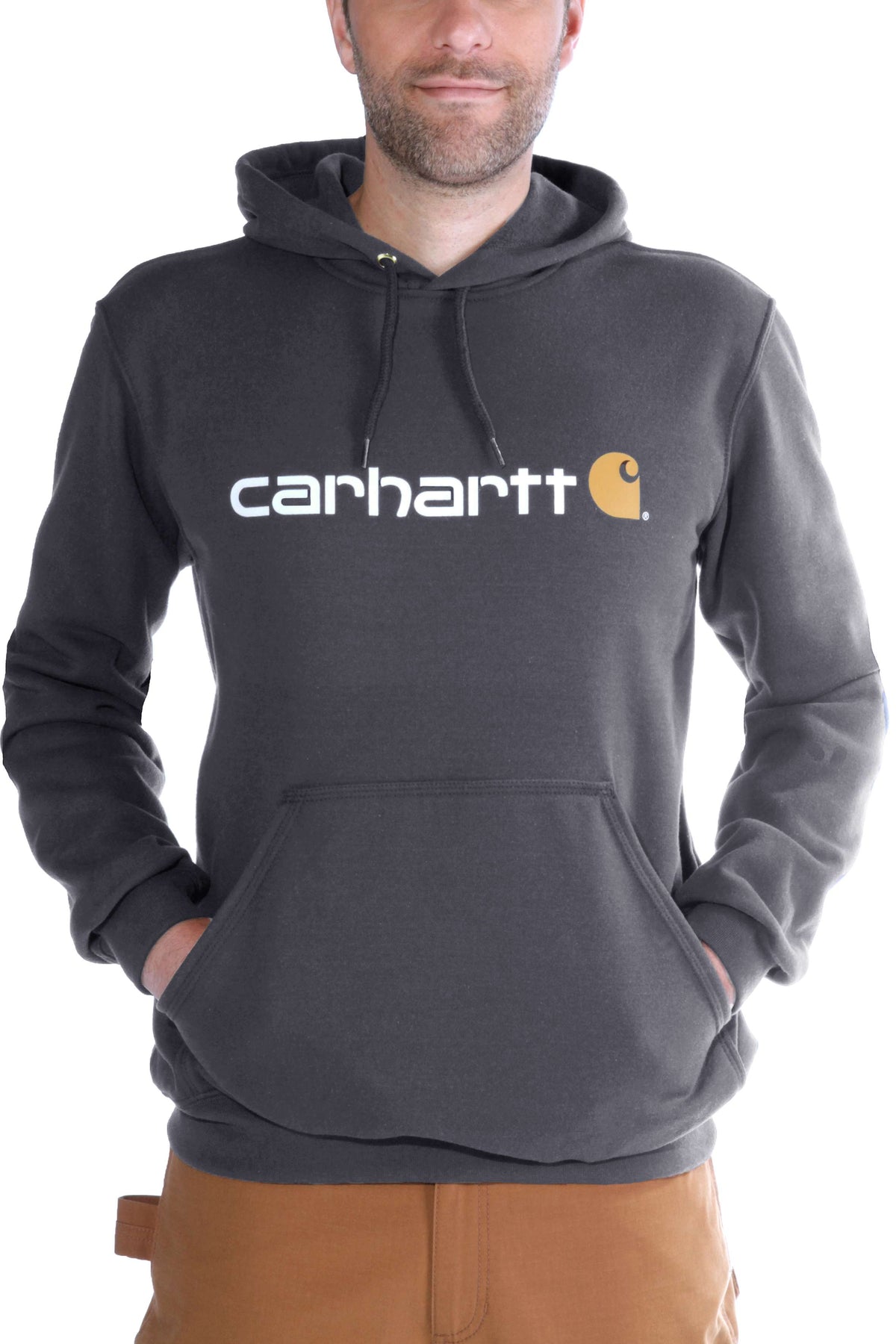 Carhartt 100074 Marquette Logo Sweatshirt detalje til broderi