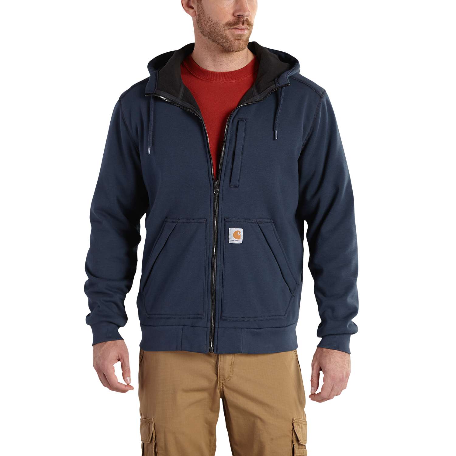 Carhartt 101759 Wind Fighter Hooded Sweatshirt detalje med logo