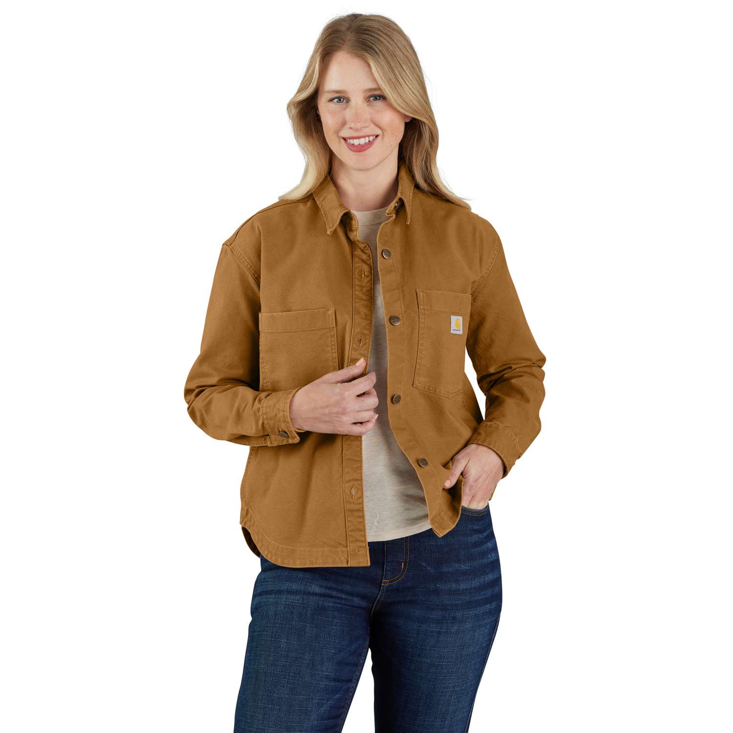 Carhartt 106621 (Women) Heavyweight Duck Overshirt Dame detalje til broderi