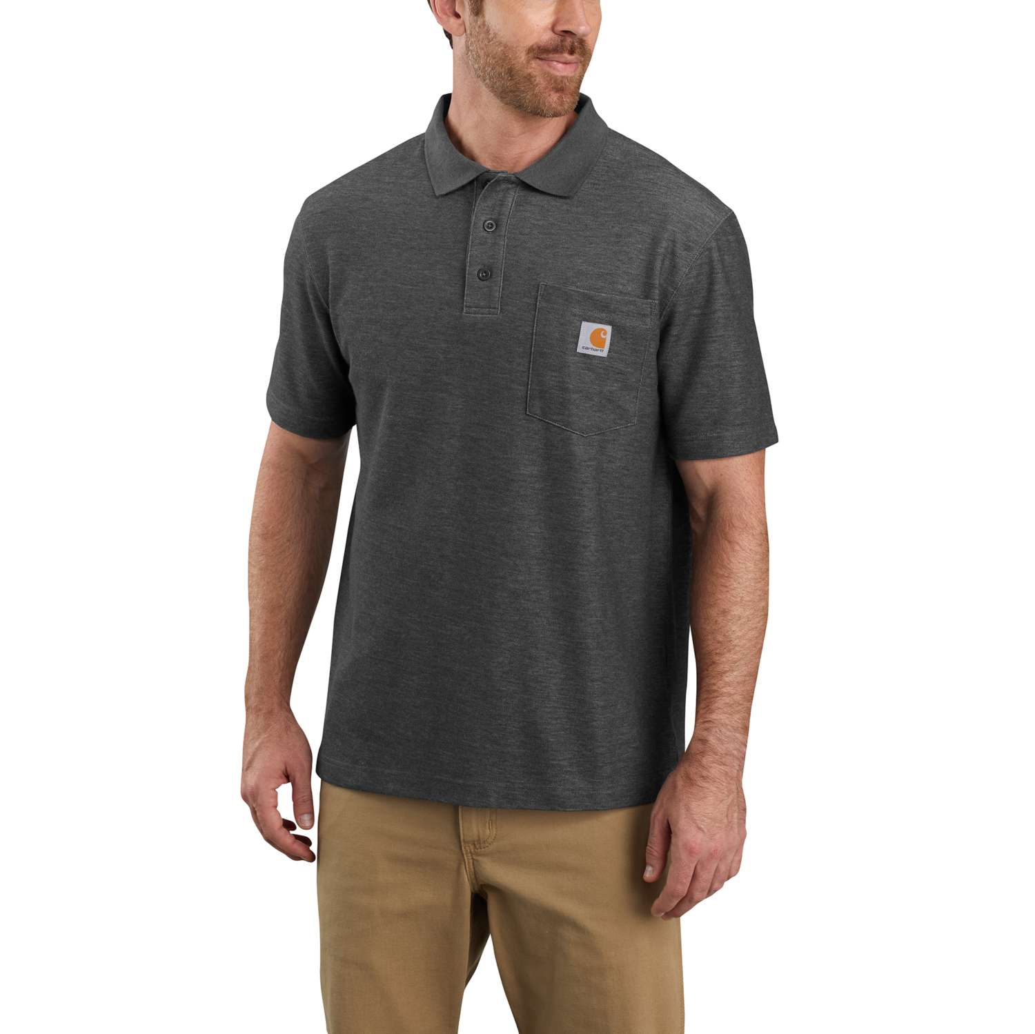 Carhartt 106685 Midweight S/S Pocket Polo detalje til broderi