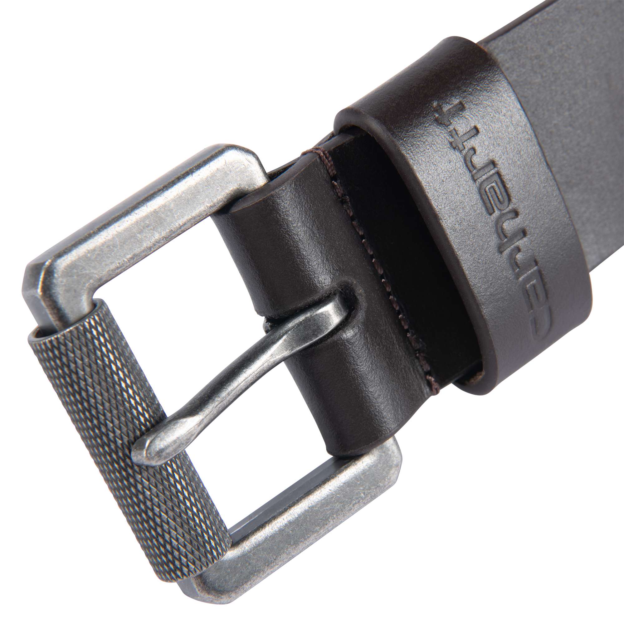 Carhartt A0005562 Bridle Leather Roller Buckle Bælte nærbillede med logo