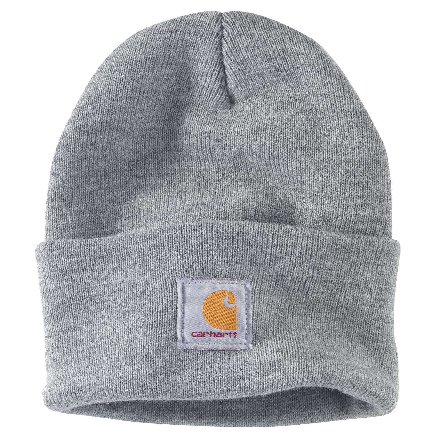 Carhartt A18 Knit Cuffed Beanie detalje med firmalogo