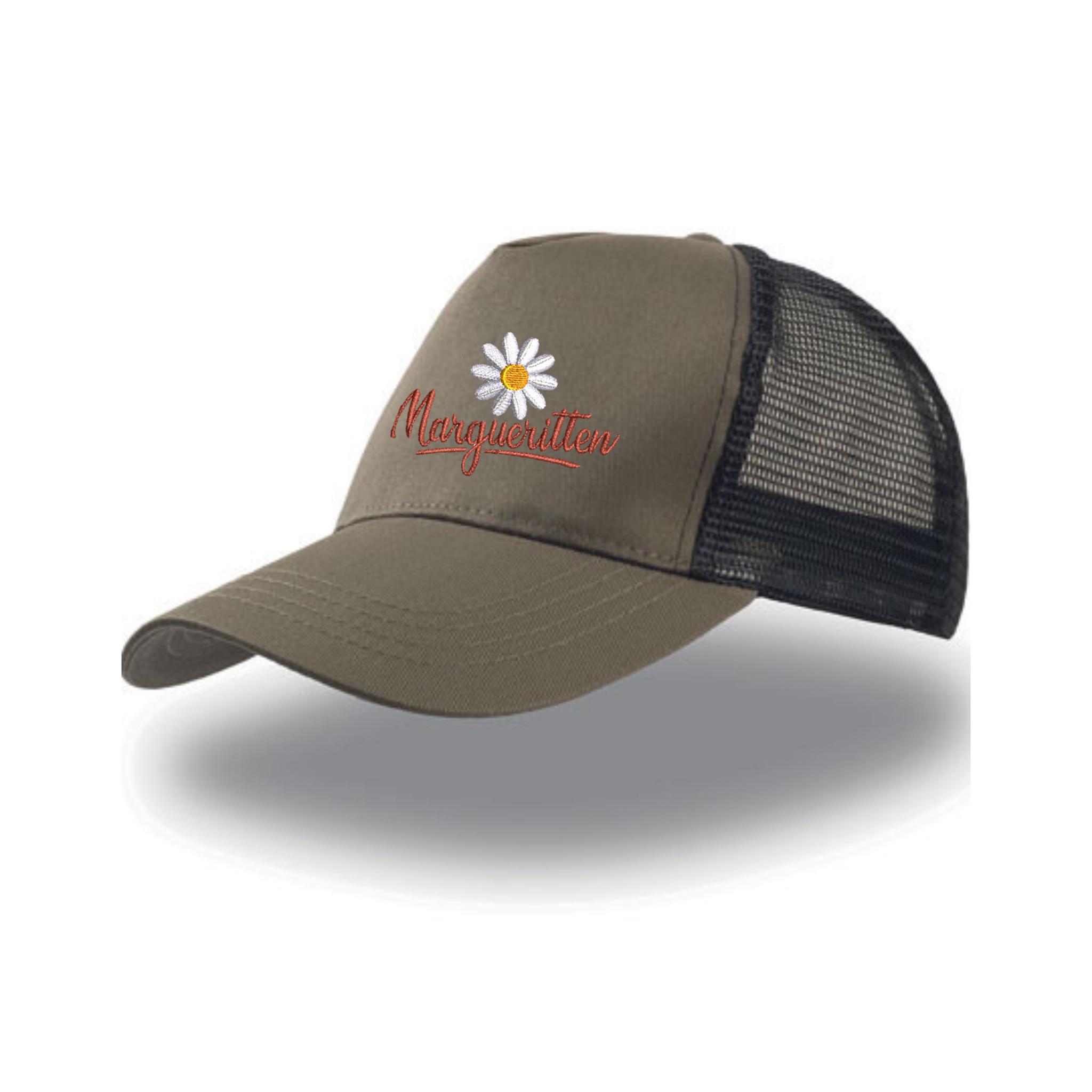 Marguerittens Atlantis AT511 Canvas Cap, Olive/Black med tryk eller logo – arbejdstøj og firmatøj