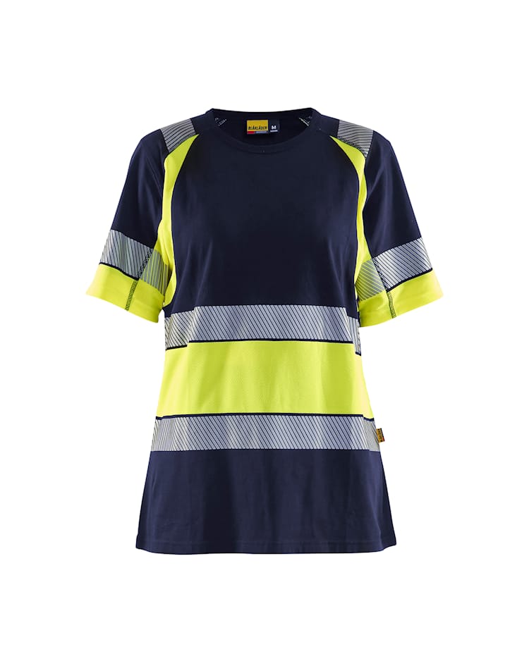 Blåkläder 3410 Dame High Vis T-shirt, Marineblå/High Vis Gul