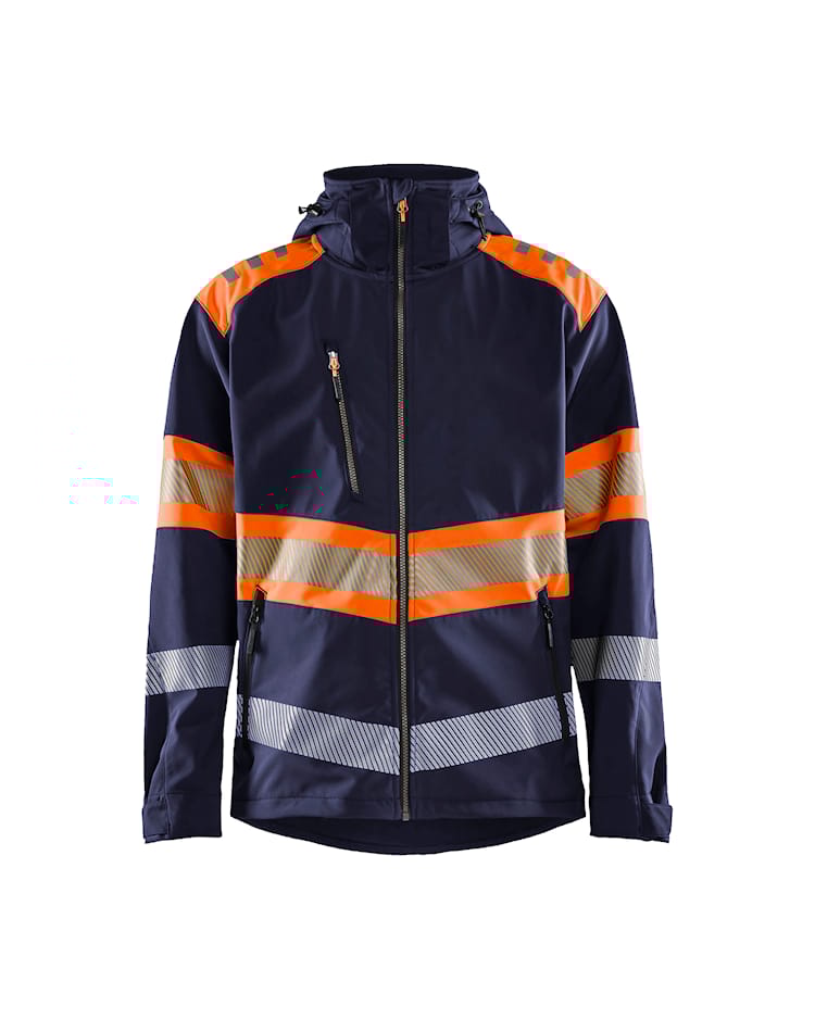 Blåkläder 4494 High Vis Softshell Jakke, Marineblå/High Vis Orange
