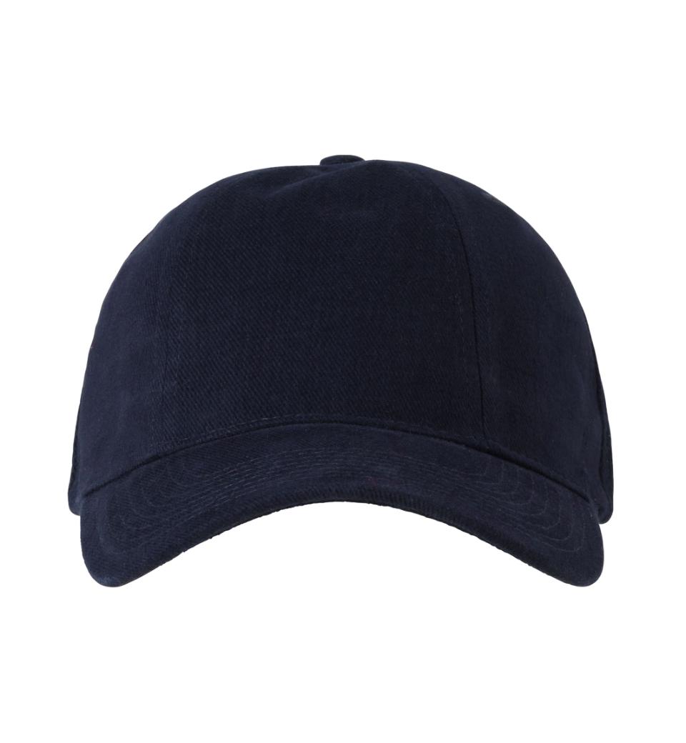 ID 0054 Bomulds cap med logo nærbillede med tryk