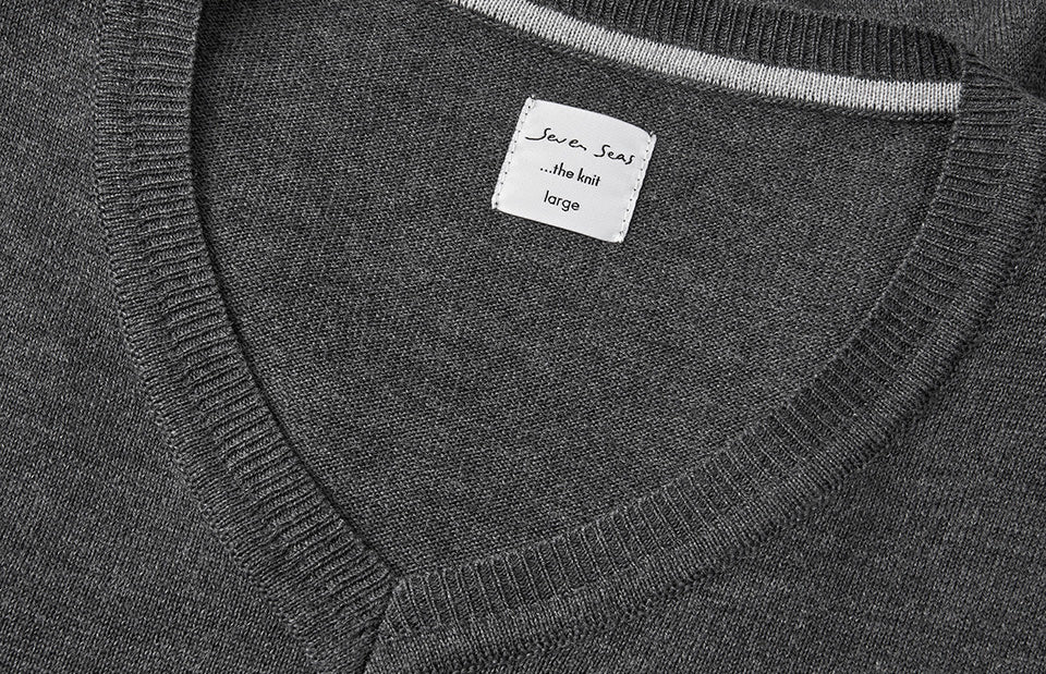 ID S670 SEVEN SEAS The knit | v-neck produktbillede med tryk
