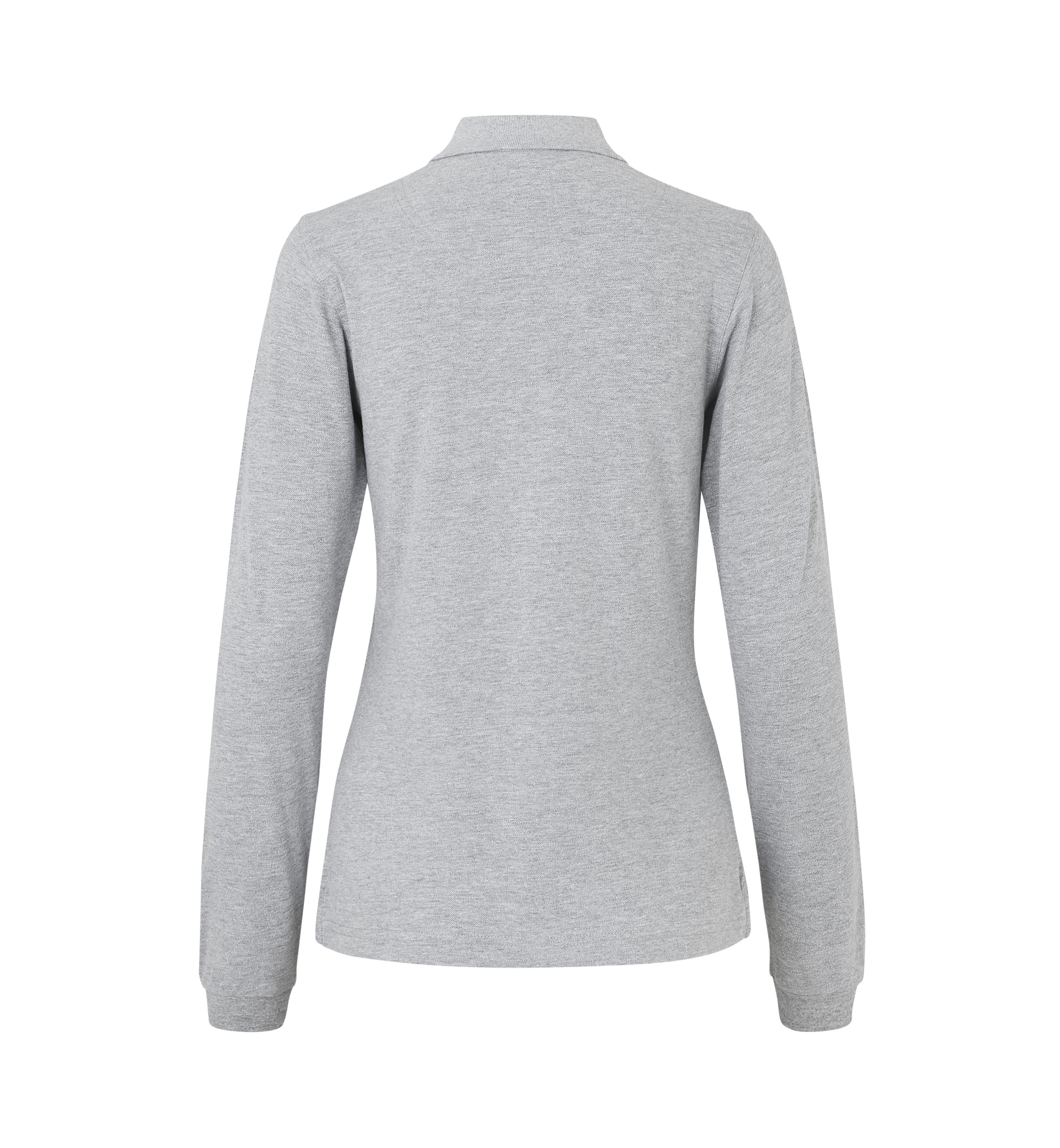 ID 0545 Langærmet poloshirt | stretch | dame nærbillede med logo