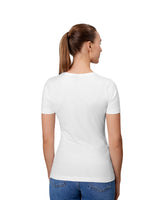 ID 0595 Stretch T-shirt | komfort | dame nærbillede med logo